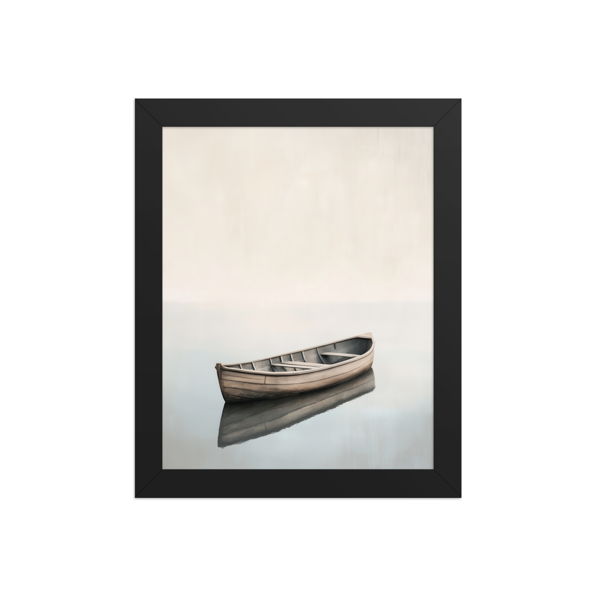 Still Waters Rowboat — Minimal Japandi Boat Wall Art — Framed Poster - Image 2