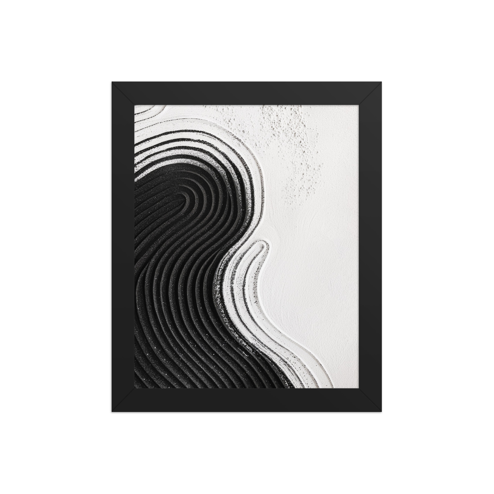 Black & White Ripple – Abstract Zen Sand Pattern Wall Art – Framed Poster - Image 2