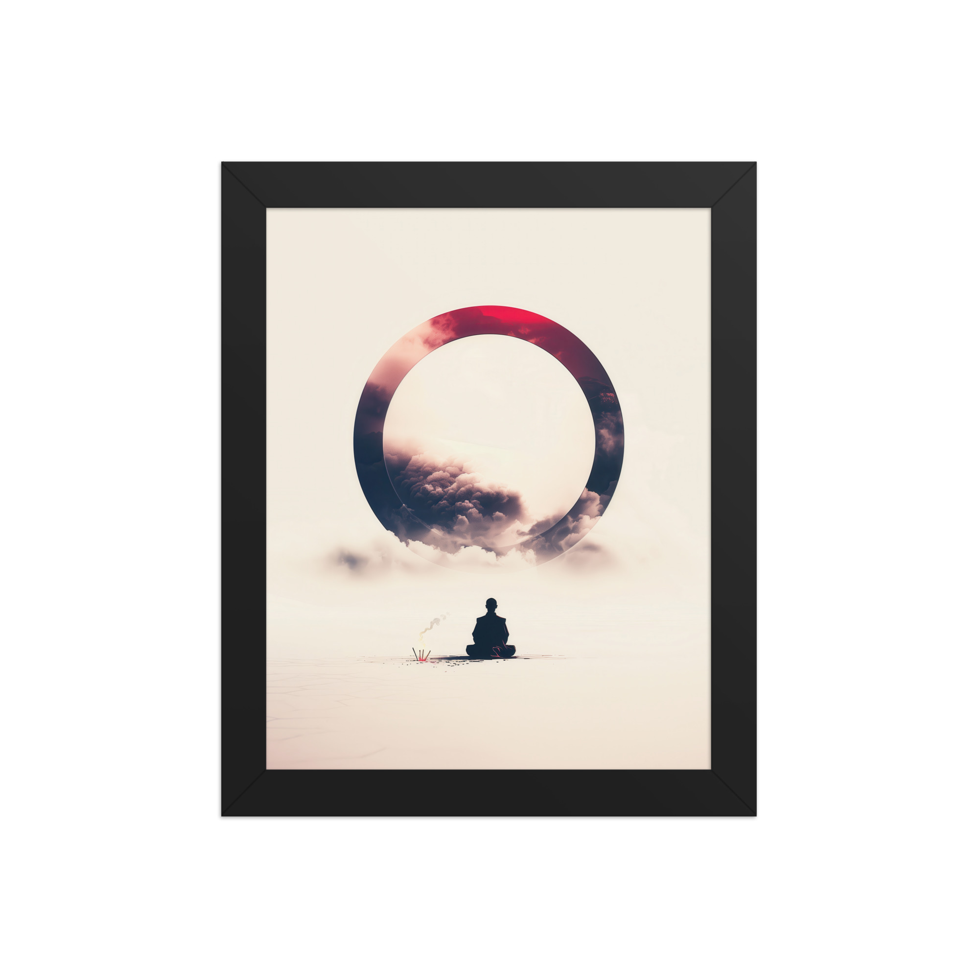 Zen Enso Horizon – Meditative Landscape with Circle Wall Art – Framed Poster - Image 2