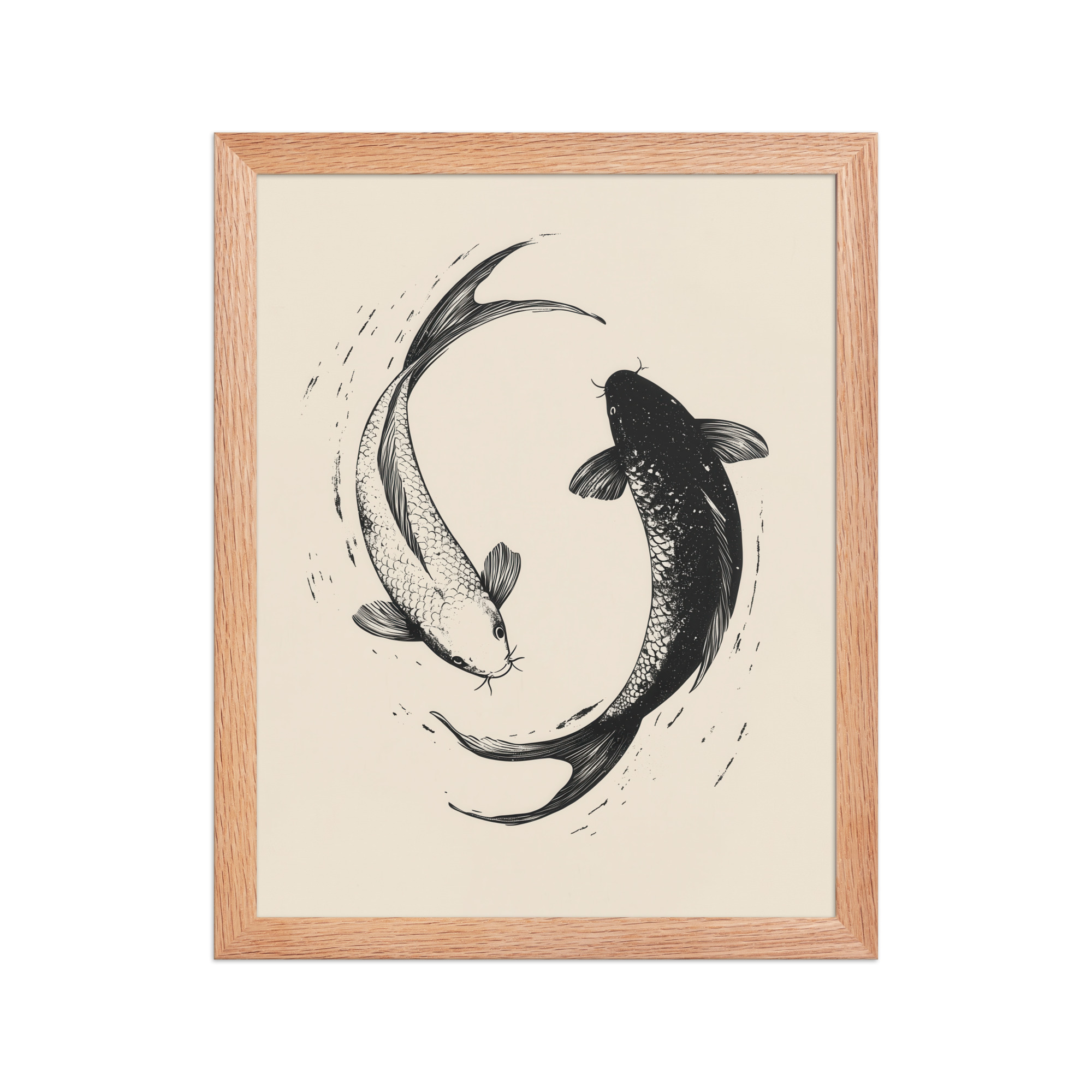 Yin and Yang Koi Flow — Minimal Ink Koi Art — Framed Poster - Image 9