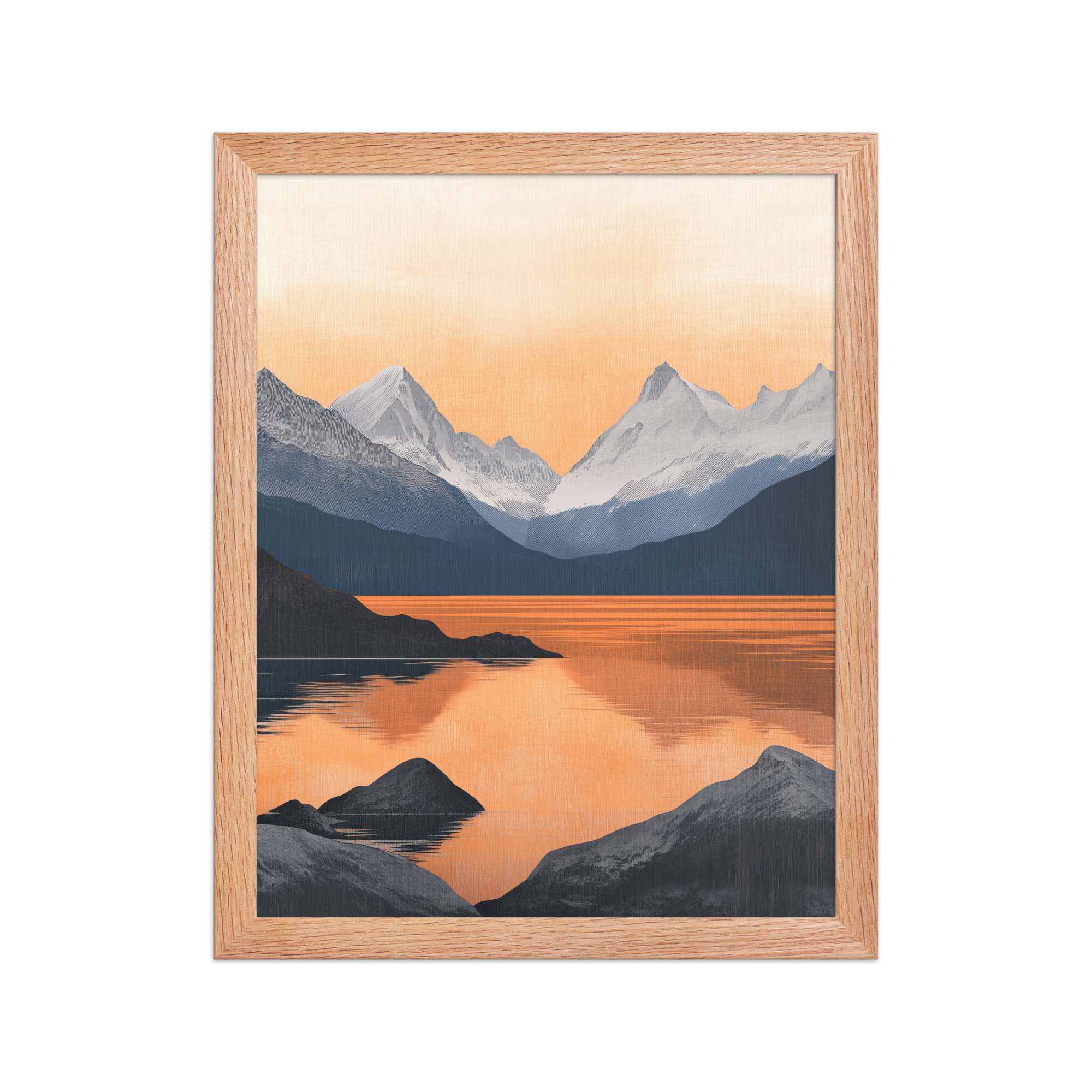 Nordic Sunset Reflections — Serene Mountain Lake Panorama Landscape Wall Art — Framed Poster - Image 8