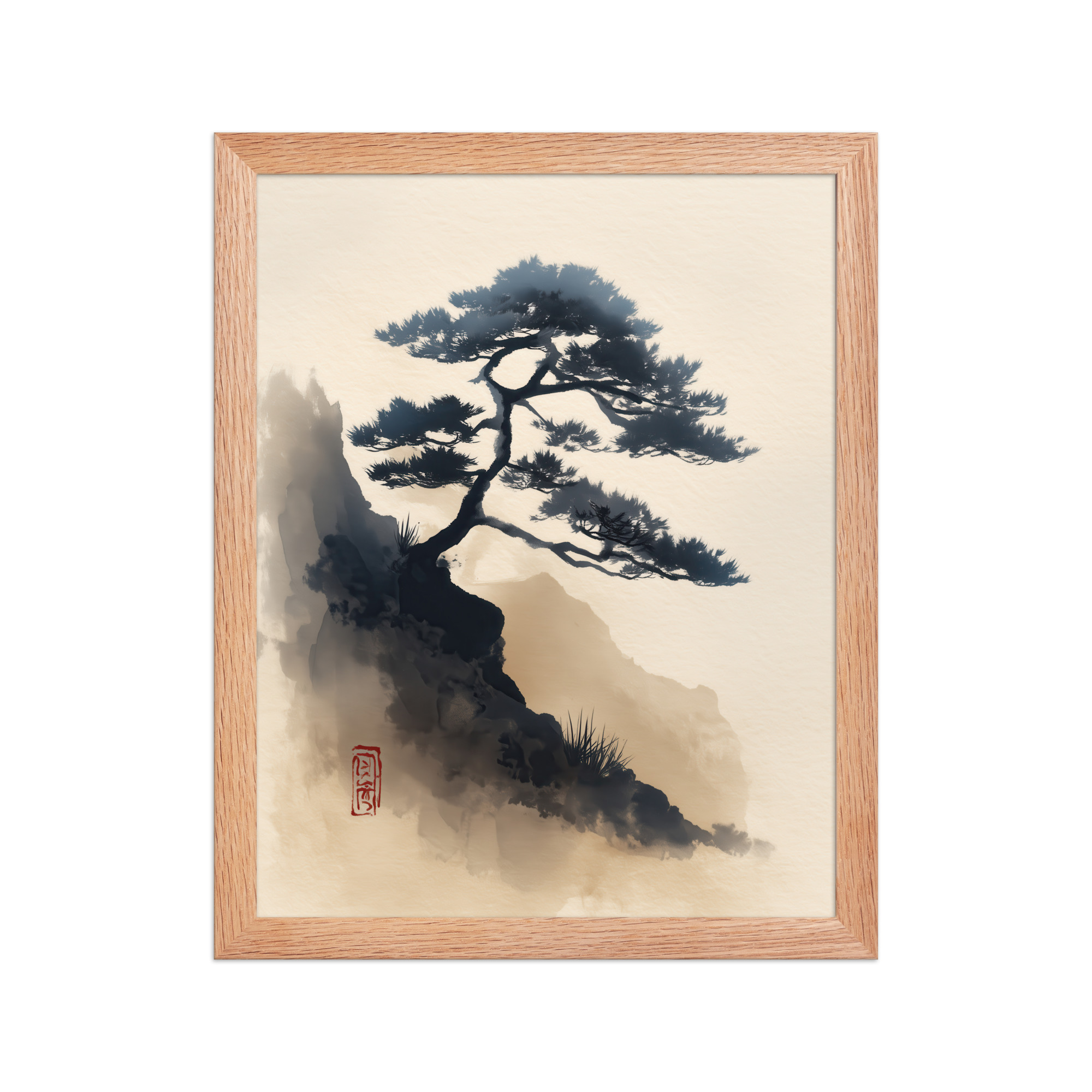 Mountain Pine in Soft Ink — Sumi-e Japanese Landscape Wall Decor — Framed Poster - Image 8