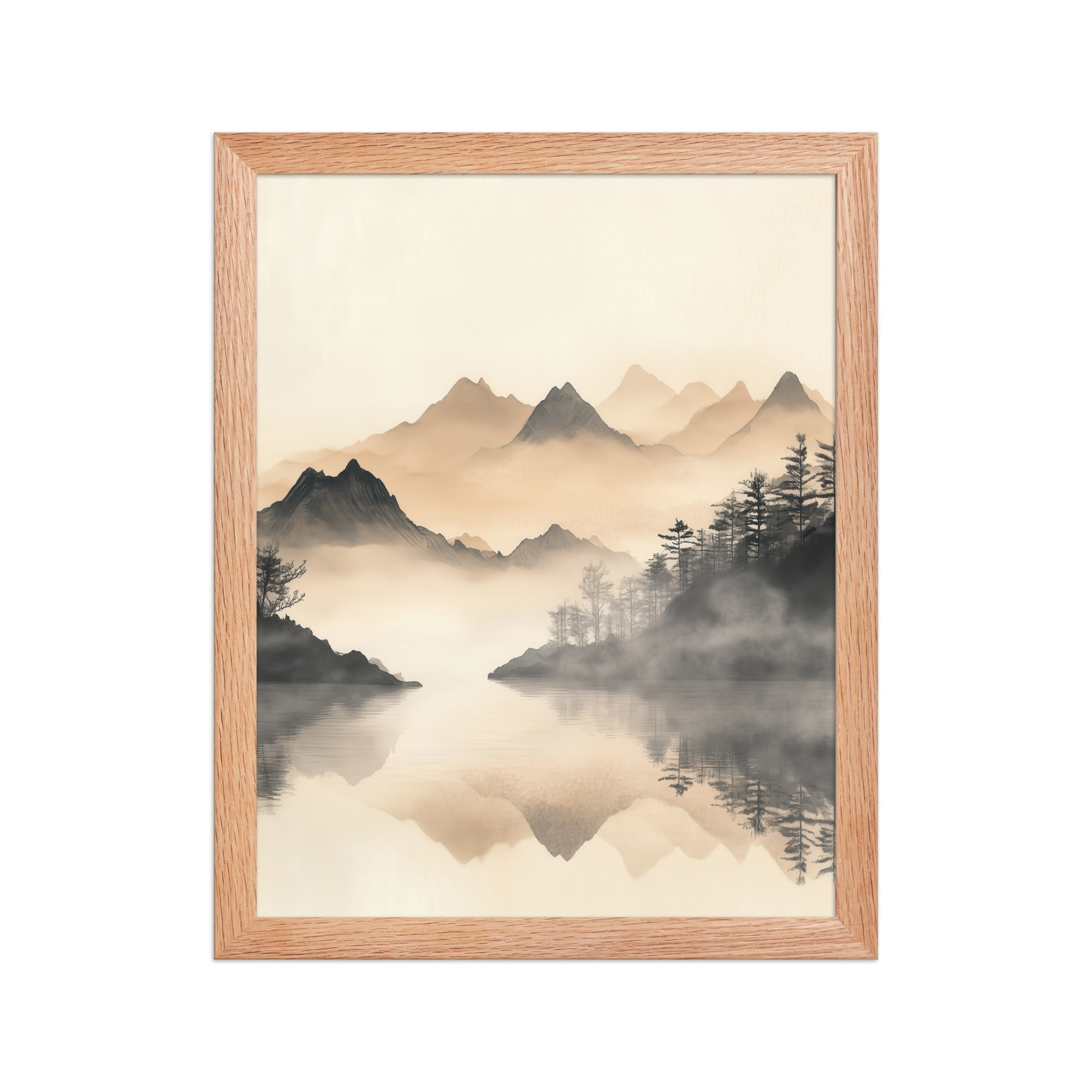 Misty Mountain Reflection — Japandi Lake Landscape Wall Decor — Framed Poster - Image 8