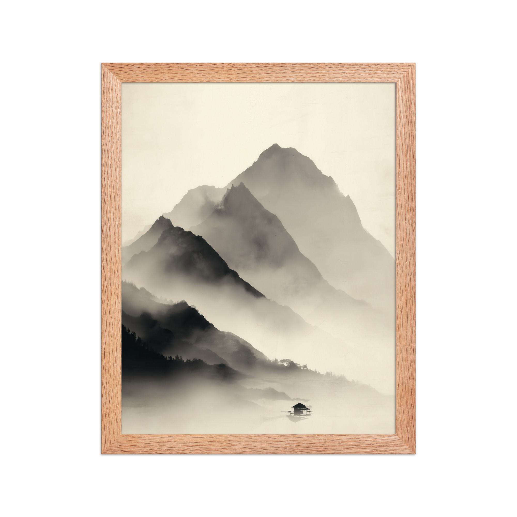 Misty Mountain Layers — Neutral Japandi Landscape Wall Art — Framed Poster - Image 8