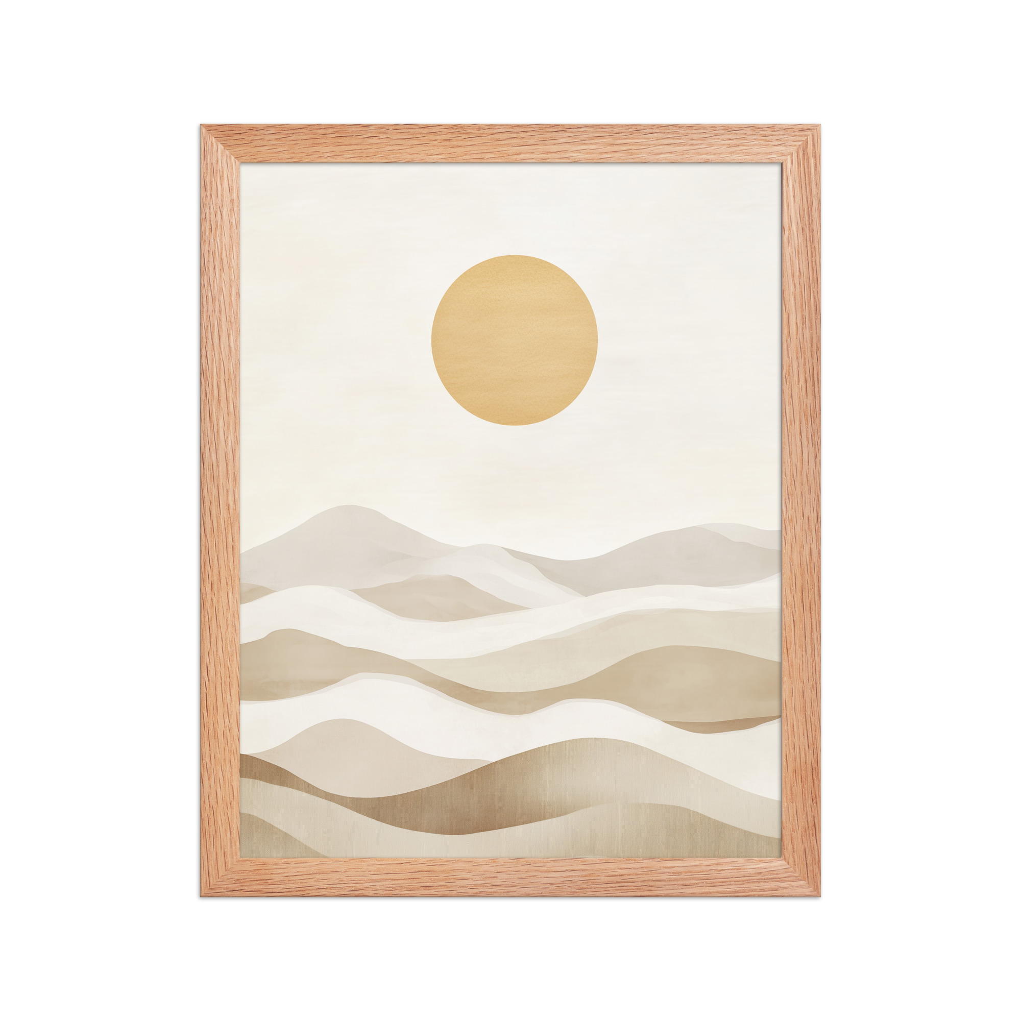 Minimal Dunes and Golden Sun — Japandi Desert Landscape Wall Decor — Framed Poster - Image 8