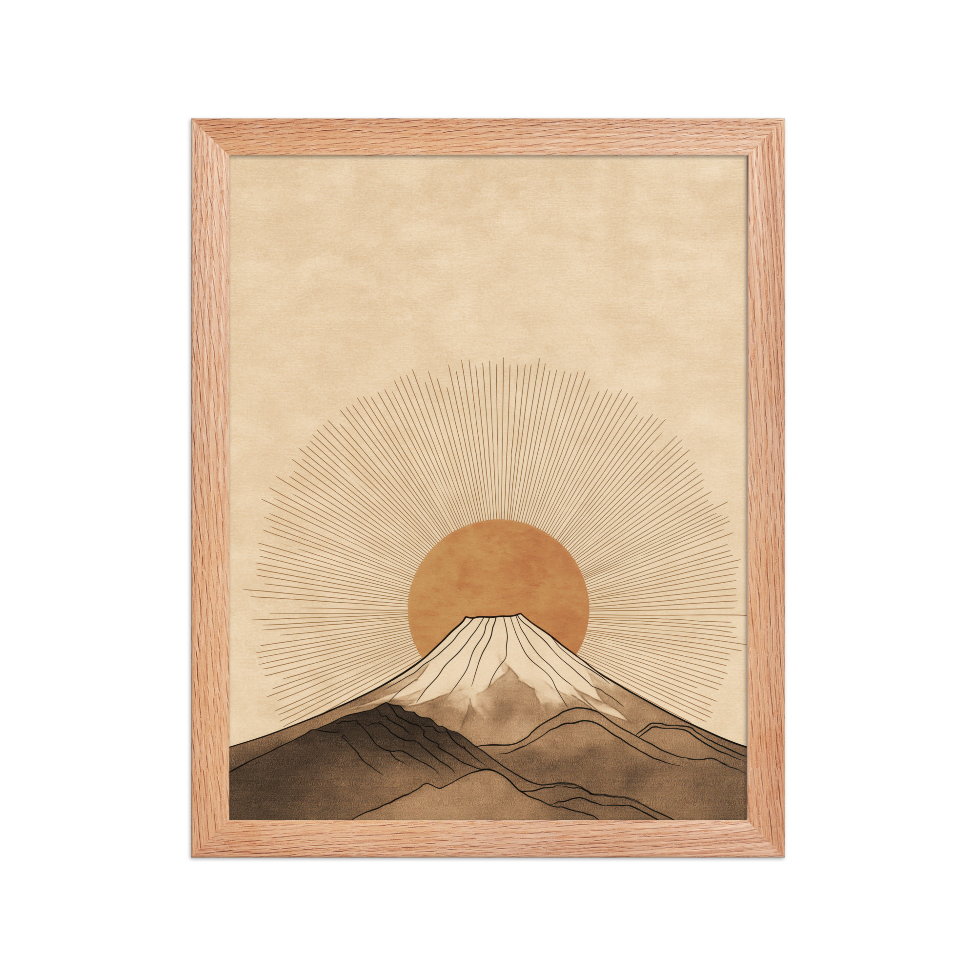 Fuji Radiance — Japandi Sunburst Mountain Wall Art — Framed Poster - Image 7