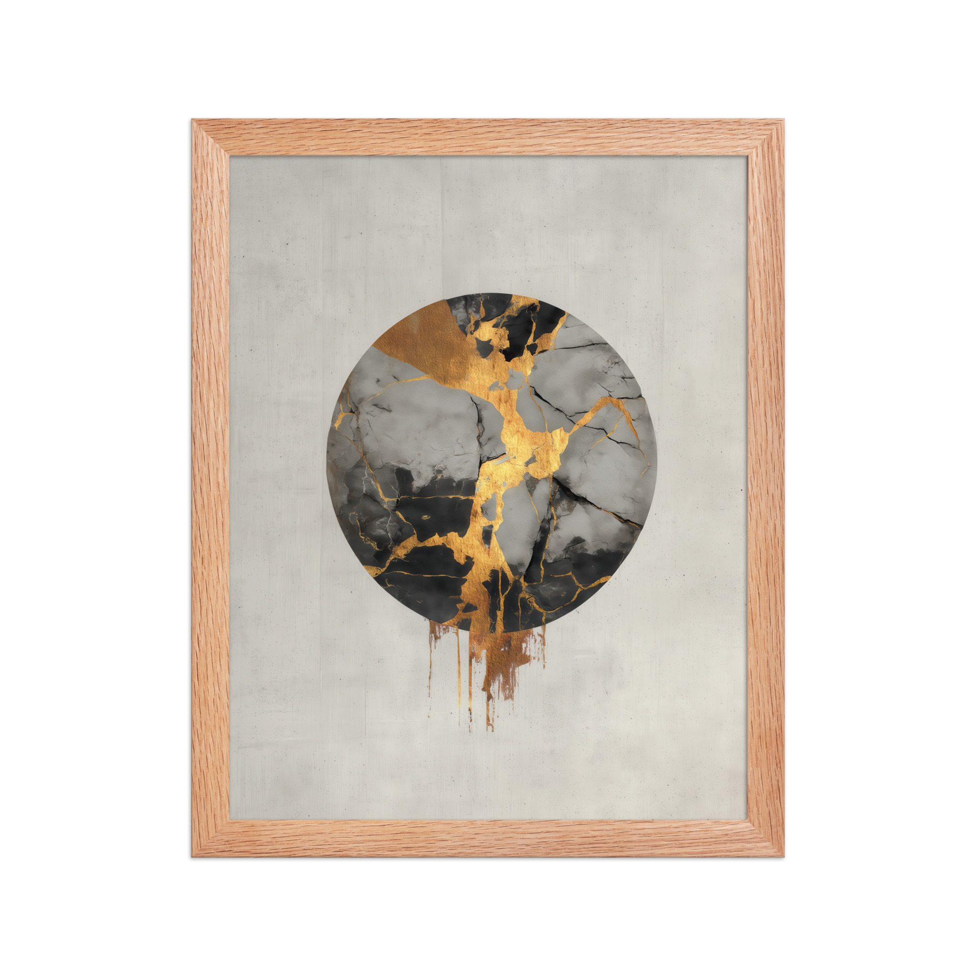 Broken Circle Golden Soul — Kintsugi Marble Circle Art with Gold Veins — Framed Poster - Image 9