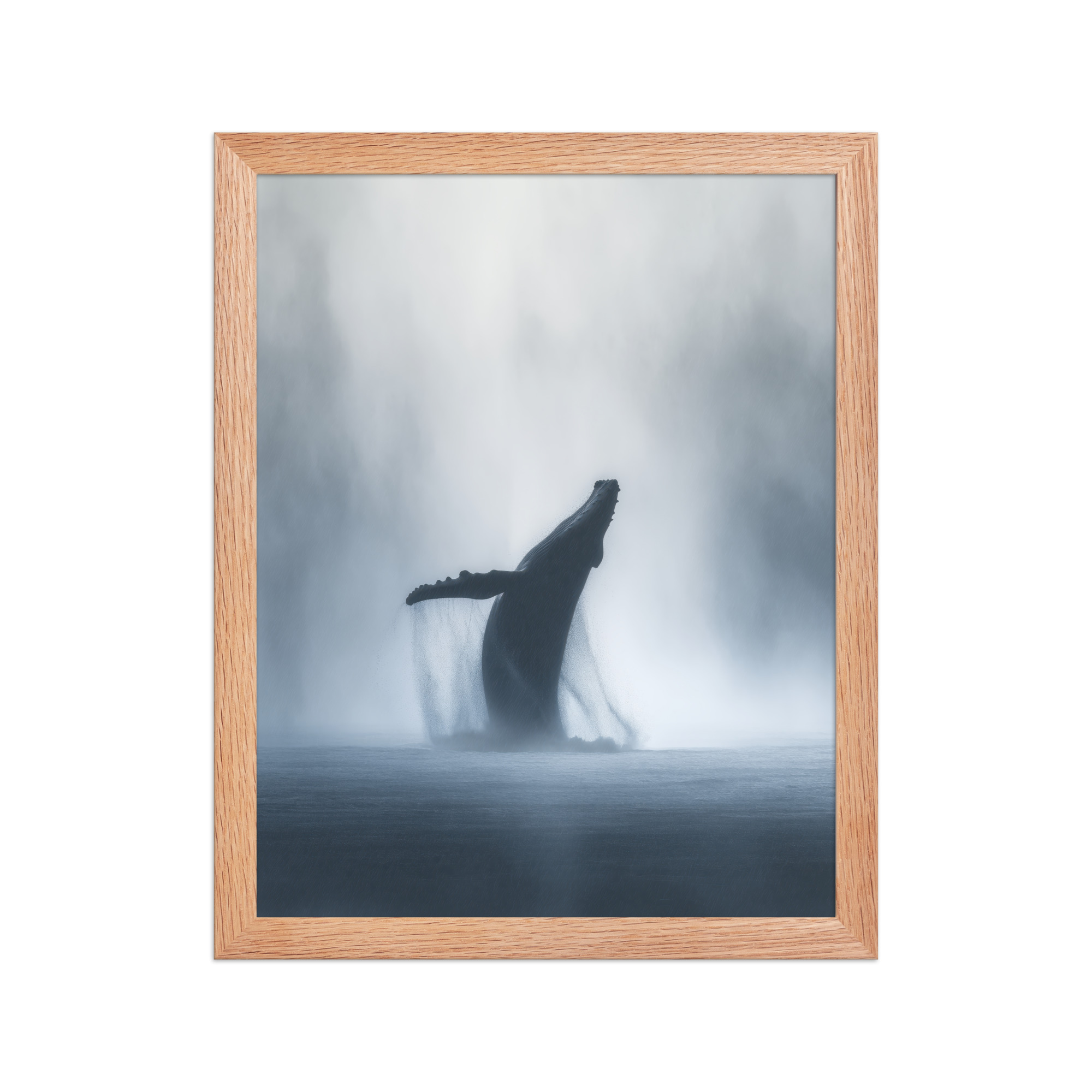 Whale in the Mist — Humpback Breach in Foggy Seascape Wall Decor — Framed Poster - Image 10