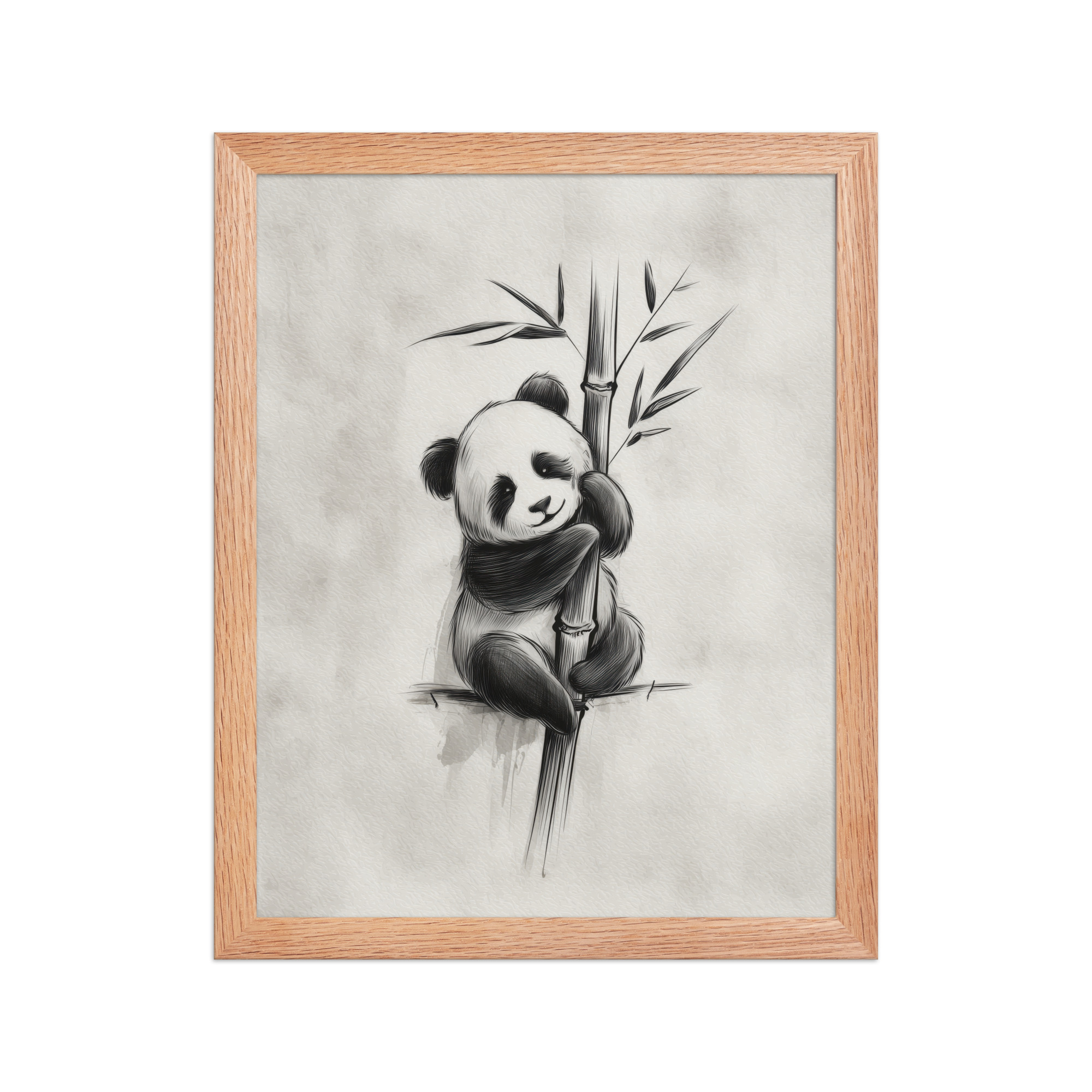 Gentle Hug on Bamboo — Panda Ink Illustration in Black & White Wall Decor — Framed Poster - Image 10