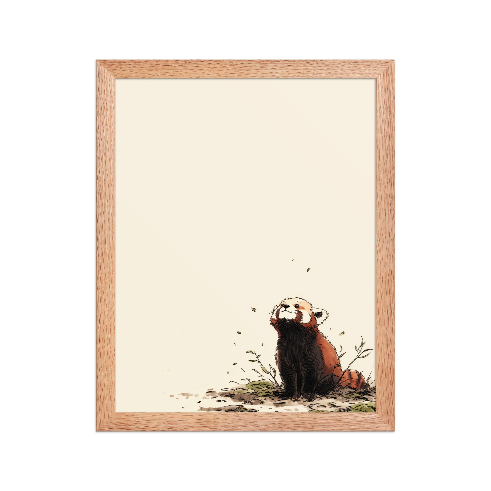 Red Panda in the Wind — Minimal Illustrated Animal Wall Art — Framed Poster - Image 8