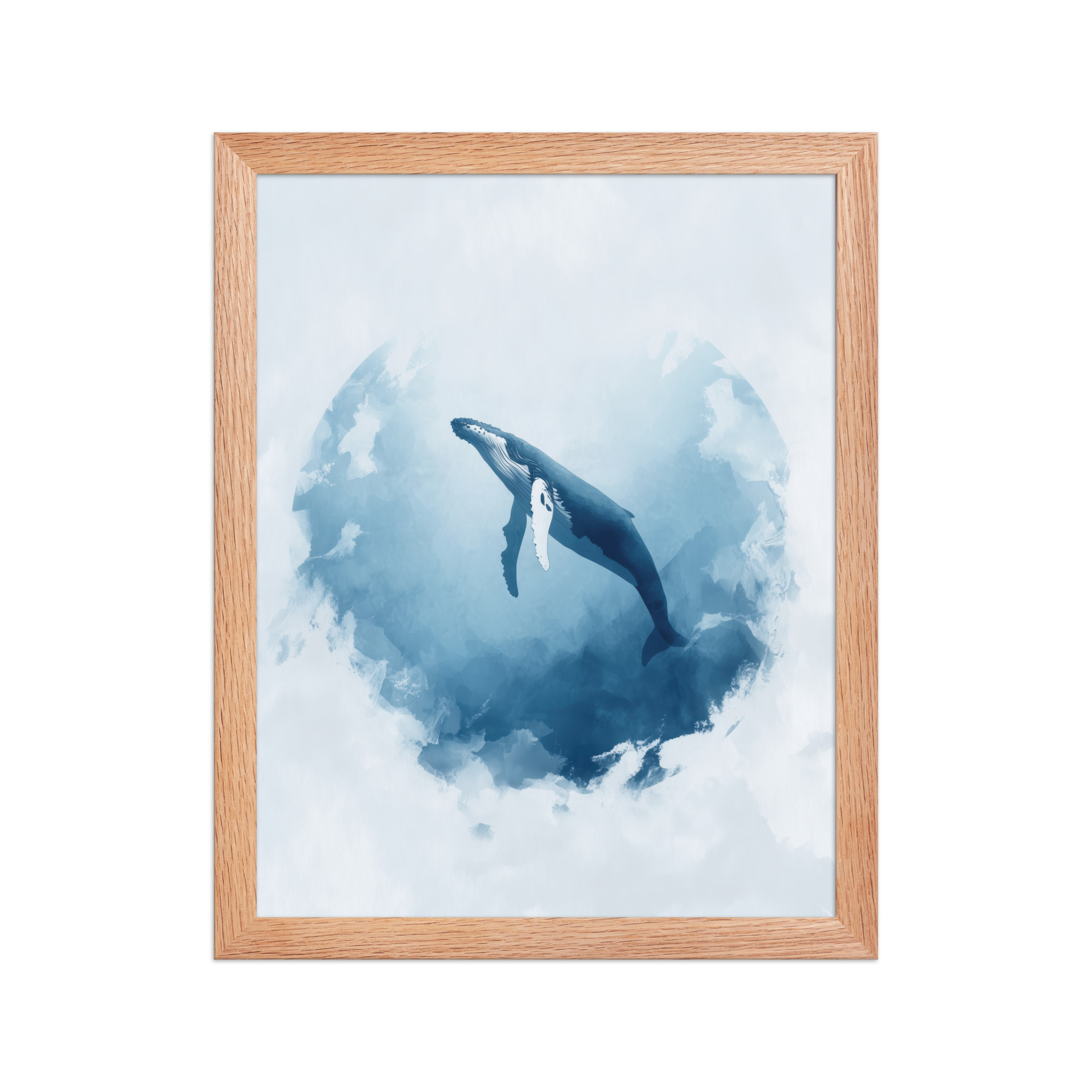 Ocean Heart — Humpback Whale in Dreamy Blue Watercolor Wall Art — Framed Poster - Image 8