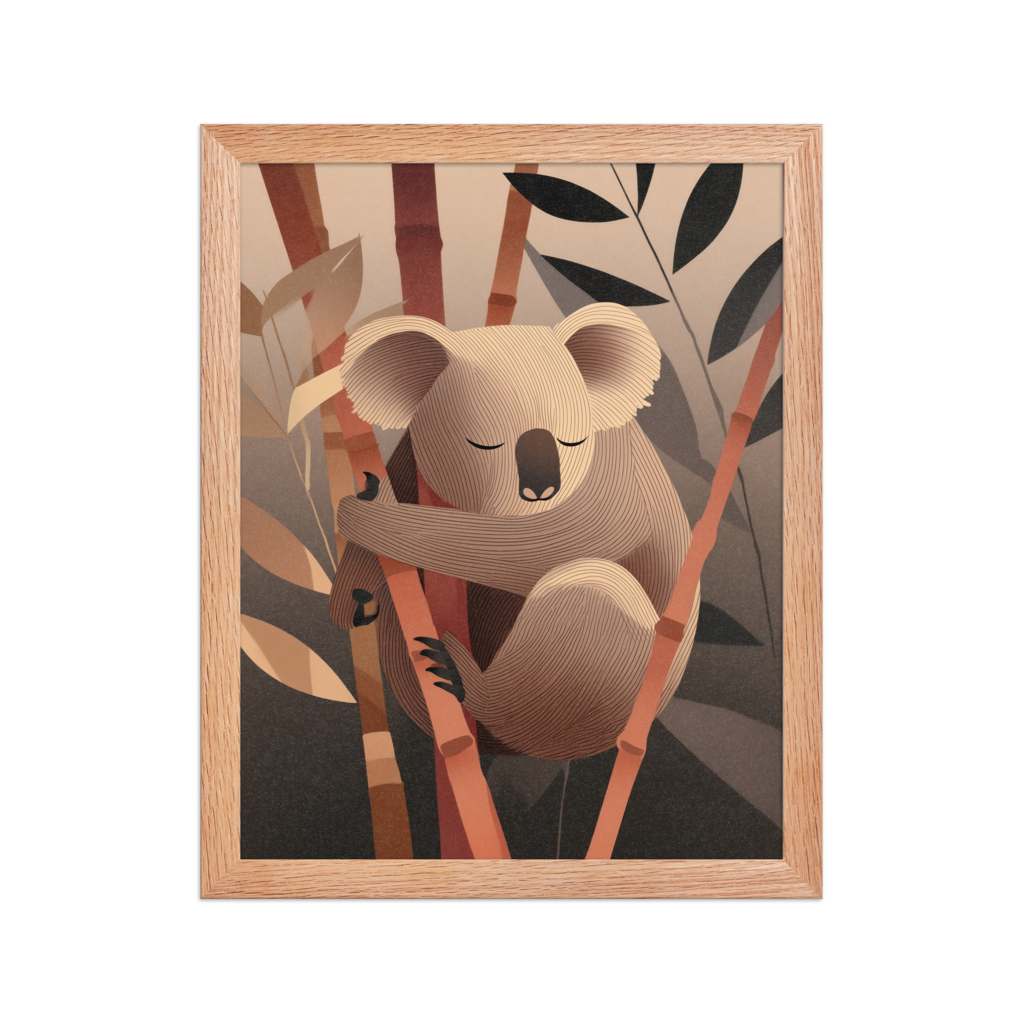 Koala Dreams in Bamboo — Minimal Sleeping Koala in Warm Tones Wall Decor — Framed Poster - Image 10