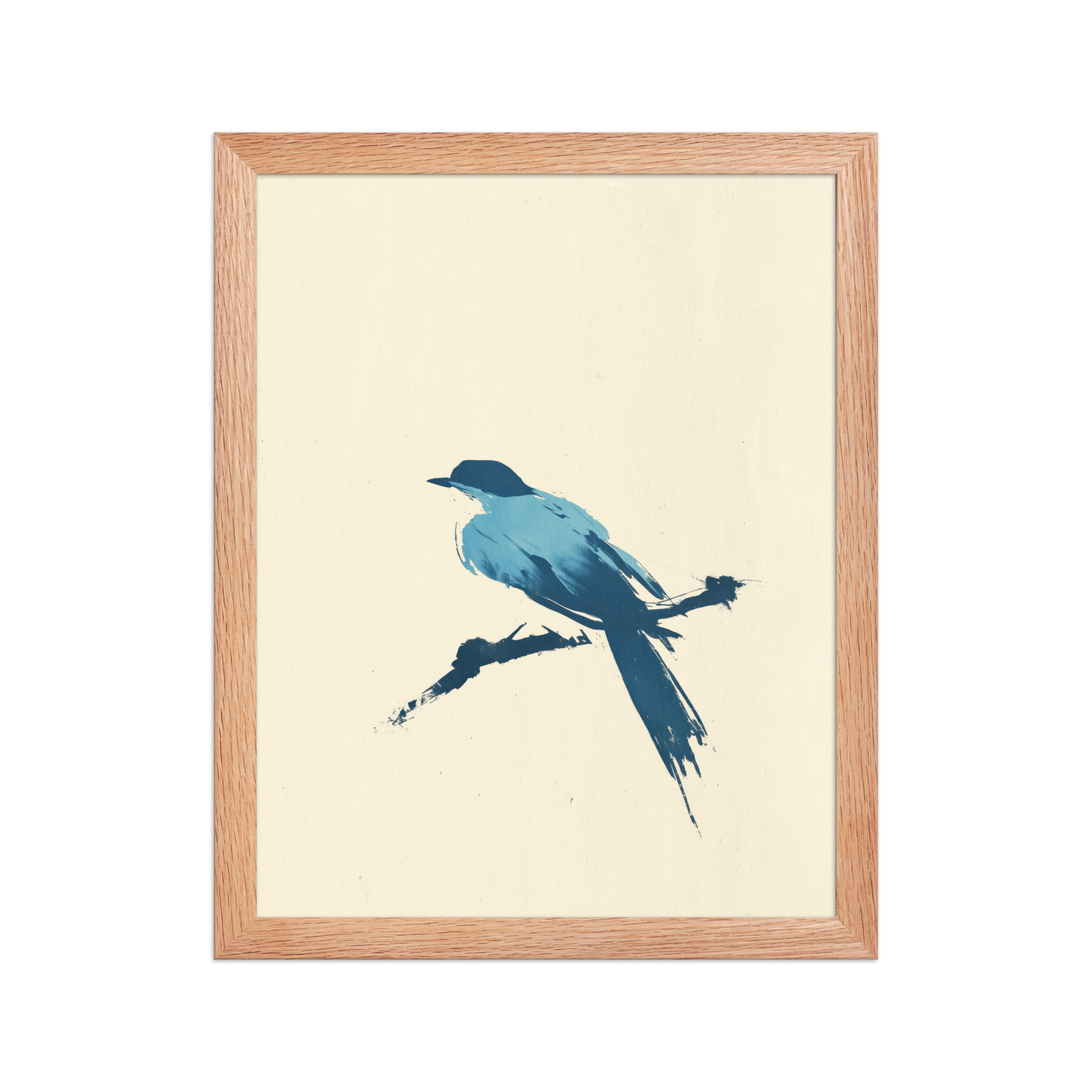 Bluebird Perch — Minimal Brush Bird on Branch Wall Decor — Framed Poster - Image 10