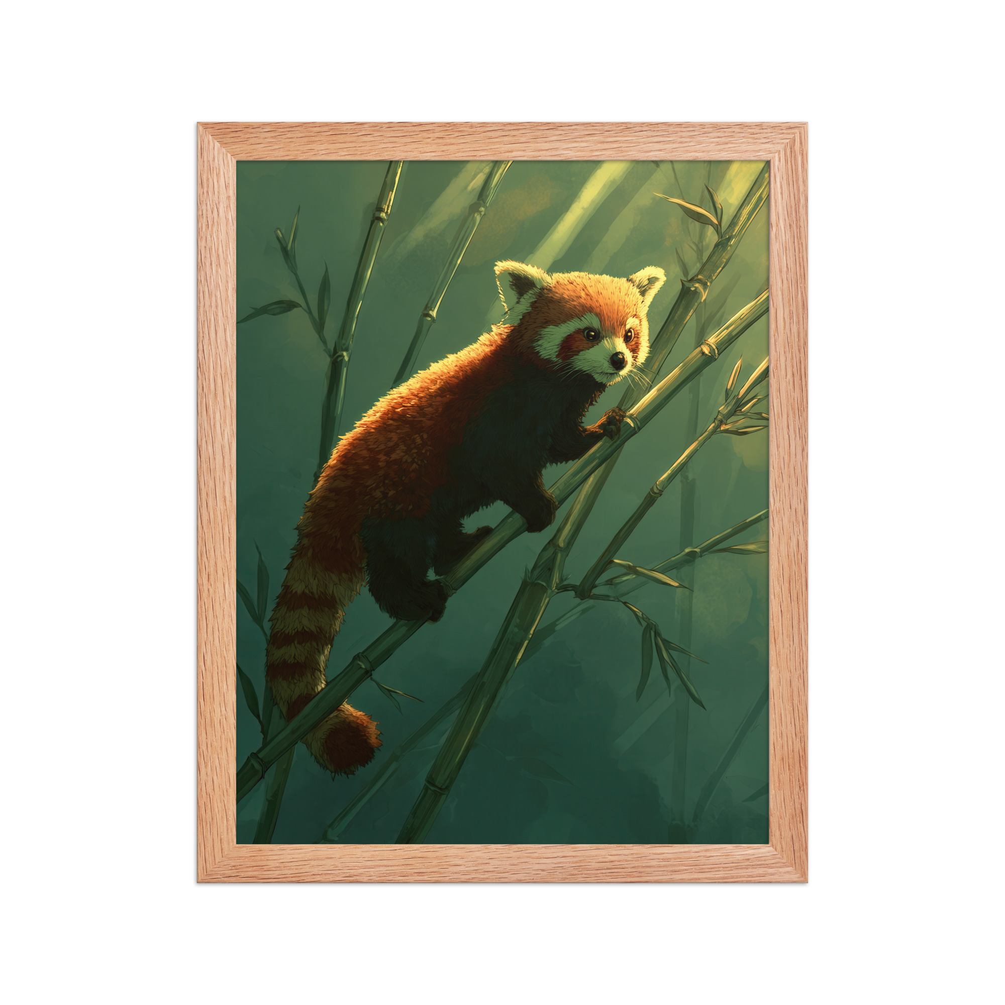 Bamboo Climber — Red Panda in Lush Green Bamboo Wall Decor — Framed Poster - Image 10