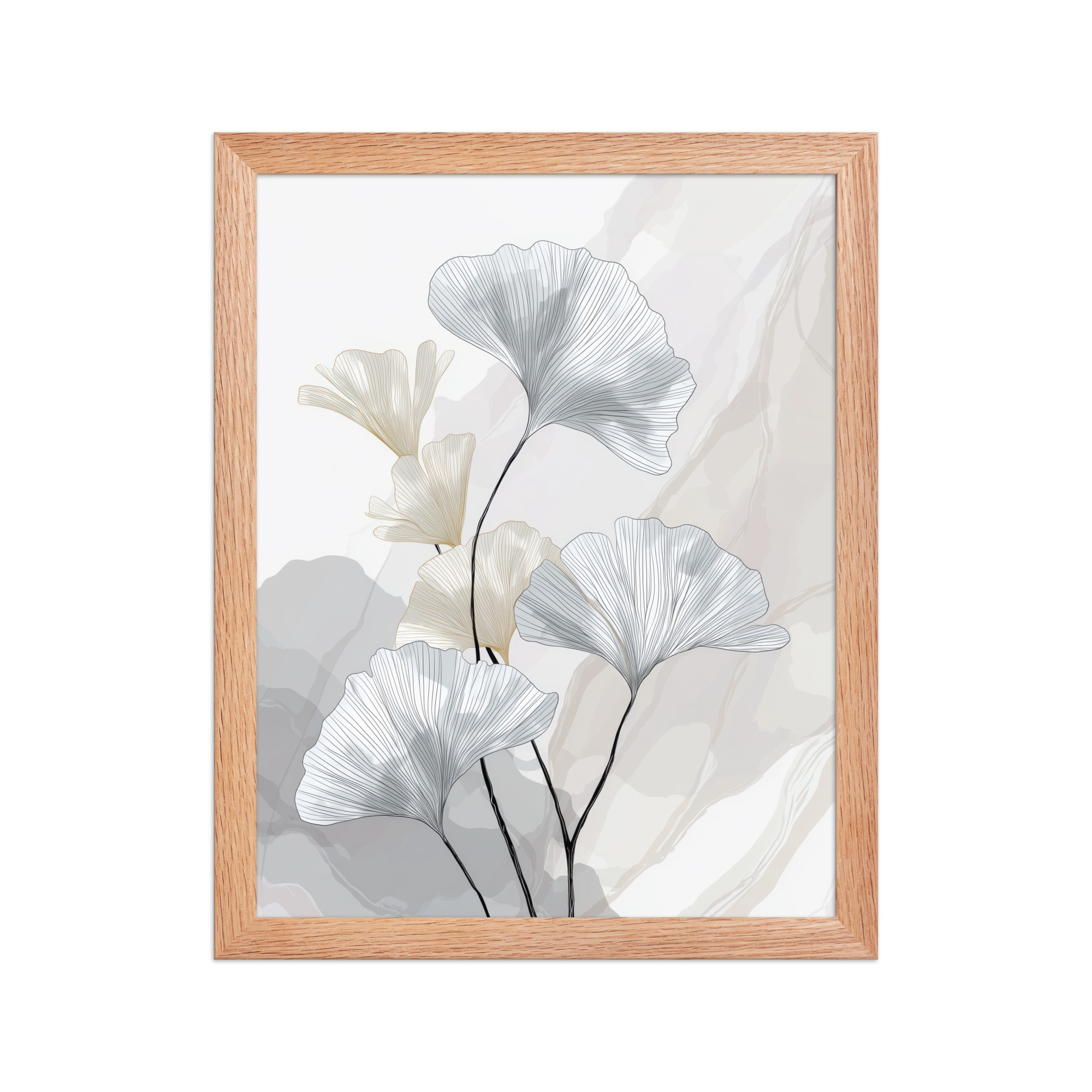 Ginkgo Harmony (Pale Edition) — Line Art Botanical Wall Decor — Framed Poster - Image 8