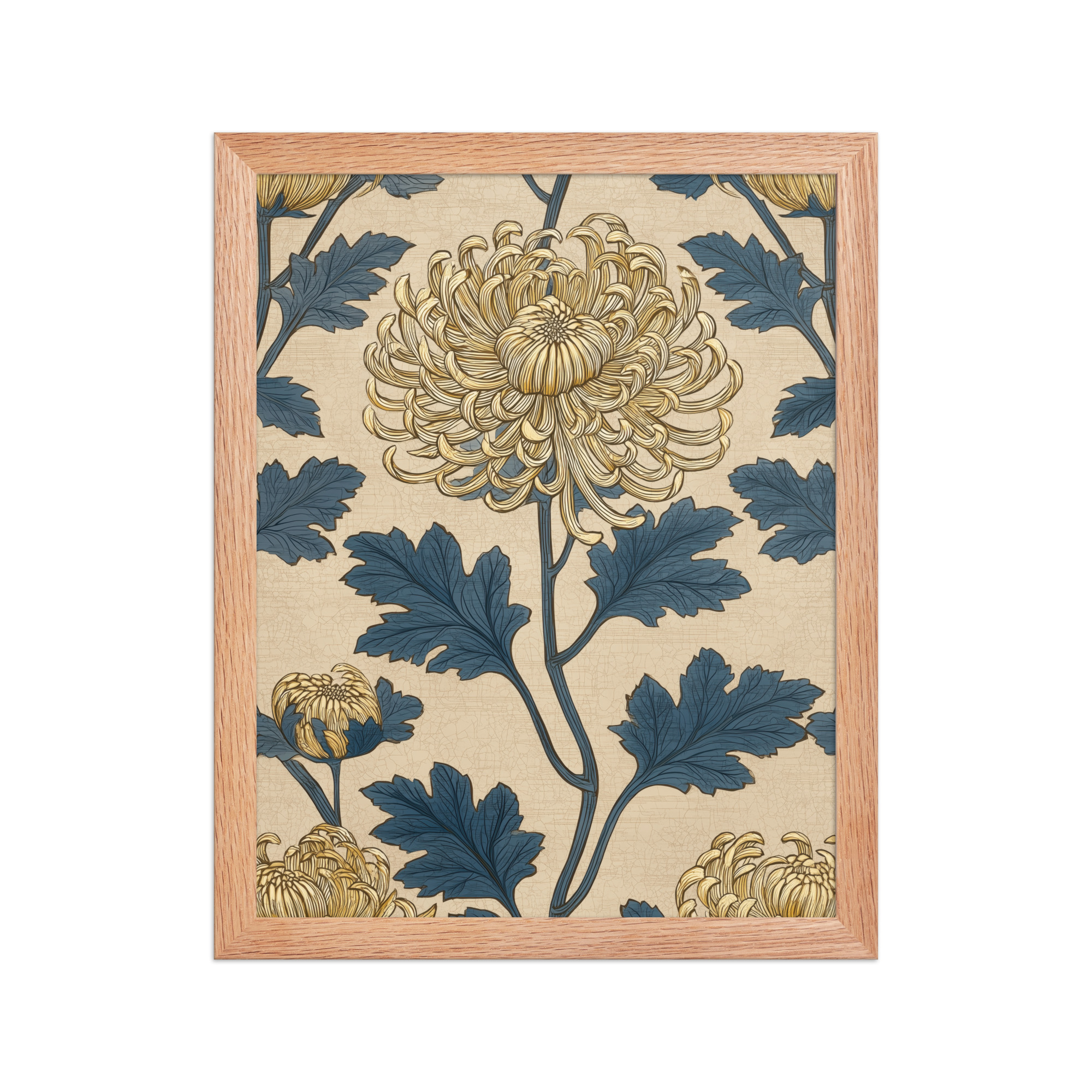 Golden Chrysanthemum — Blue & Gold Botanical Wall Decor — Framed Poster - Image 10