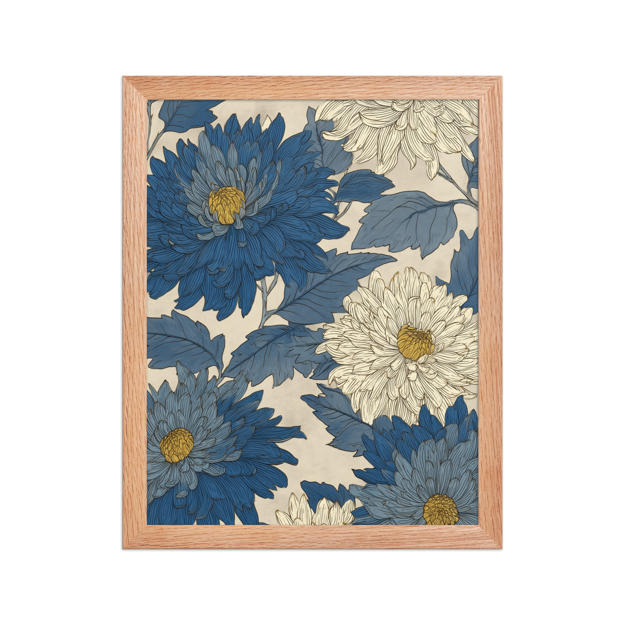 Mixed Chrysanthemums — Vintage Floral Pattern Wall Decor — Framed Poster - Image 9