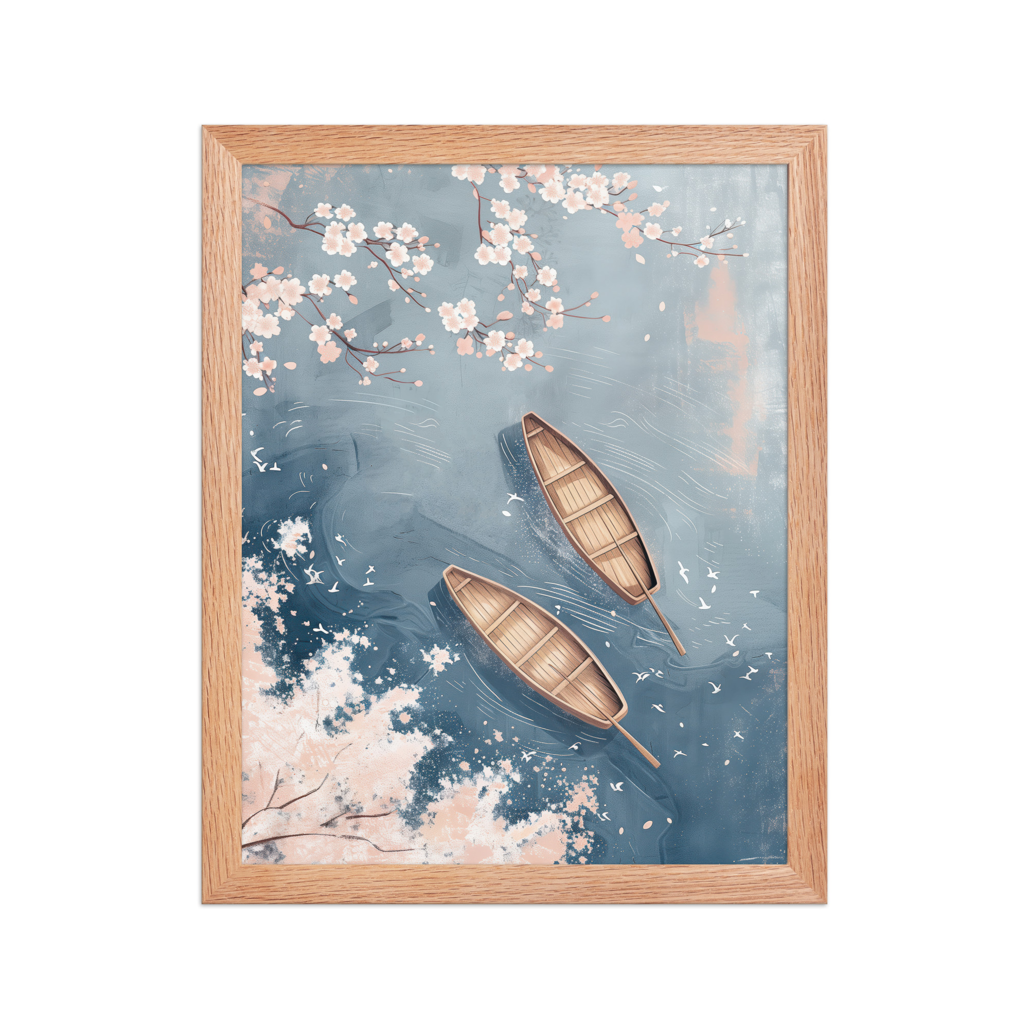 Cherry Blossom Drifting — Sakura River Landscape Wall Art — Framed Poster - Image 7
