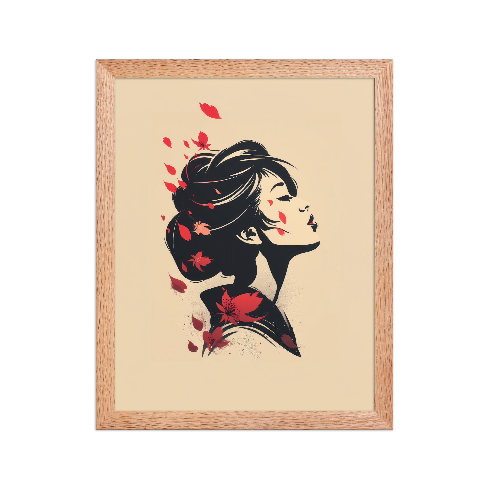 Blossoms in the Wind — Japandi Geisha Minimal Wall Art — Framed Poster - Image 10