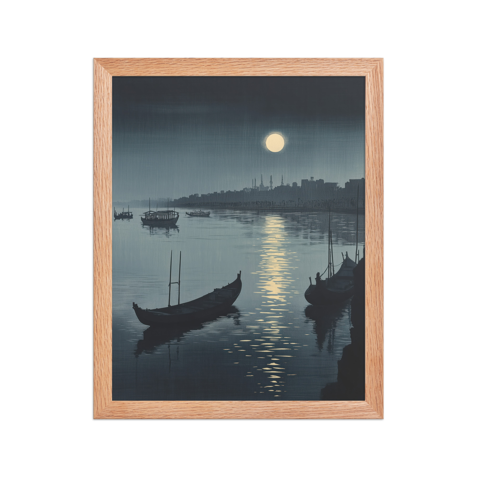 Moonlit Reflection Sumida — River Boats, Nocturne Japanese Landscape Wall Art — Framed Poster - Image 10