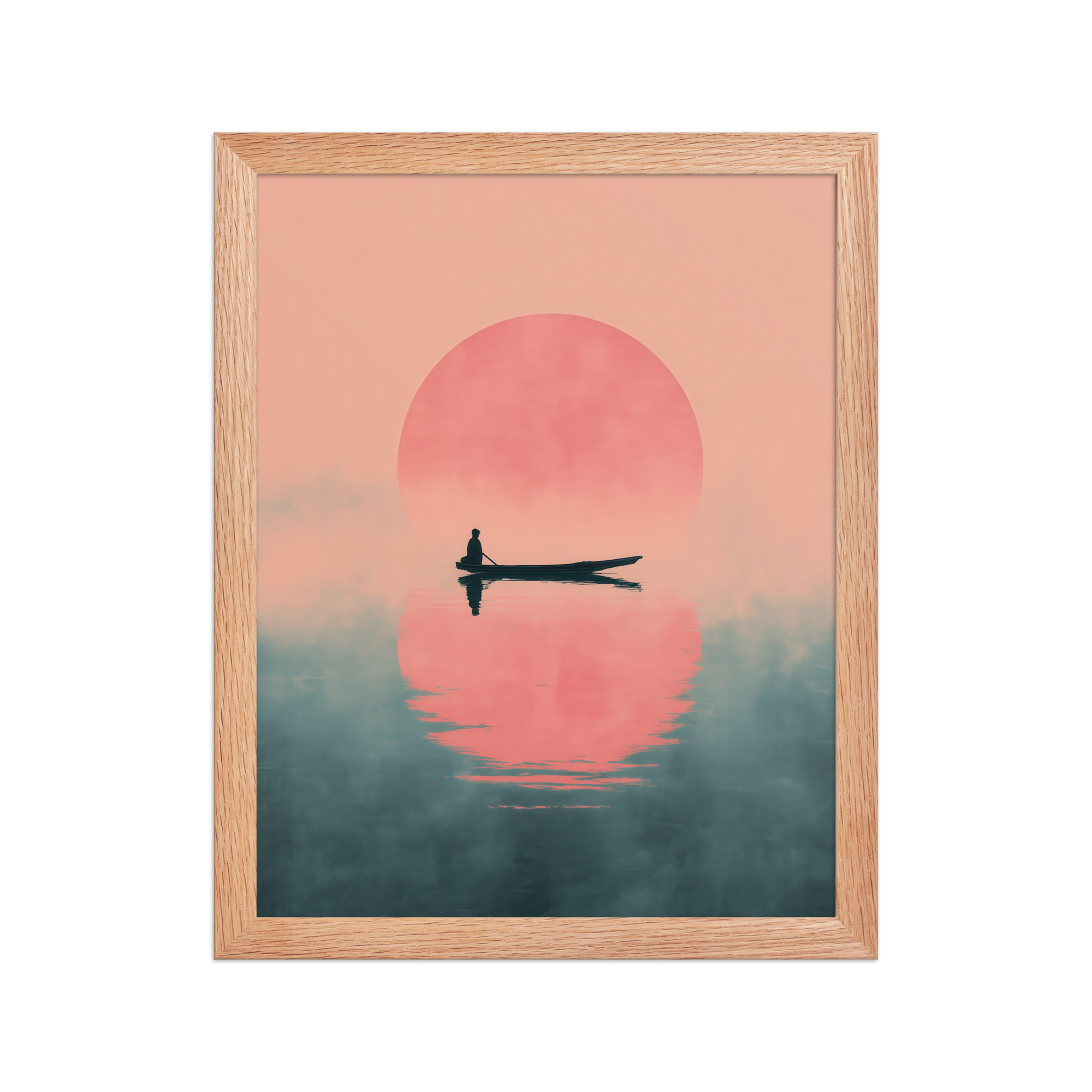 Fisherman in Misty Dawn — Minimal Sunrise Boat Wall Art — Framed Poster - Image 10