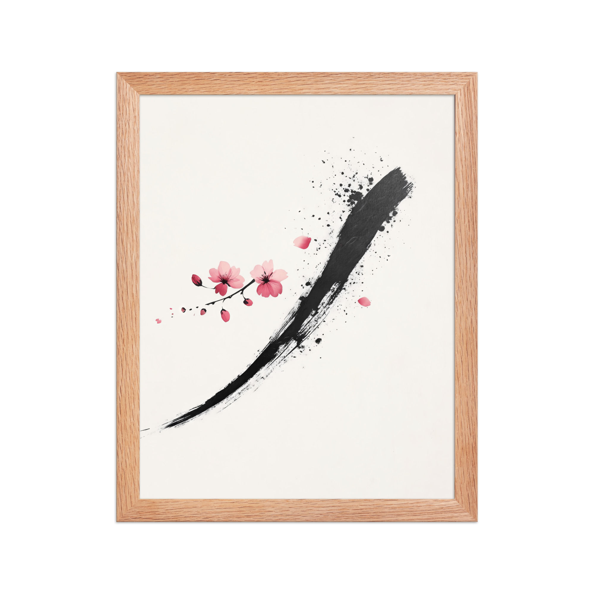 Zen Blossom Stroke — Minimal Cherry Blossom Sumi-e Brush Wall Art — Framed Poster - Image 6
