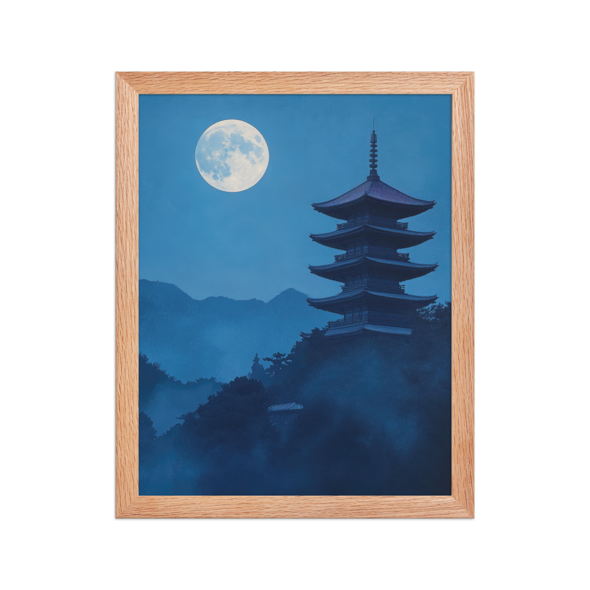 Twilight Pagoda Stillness — Moonlit Temple Wall Decor — Framed Poster - Image 8