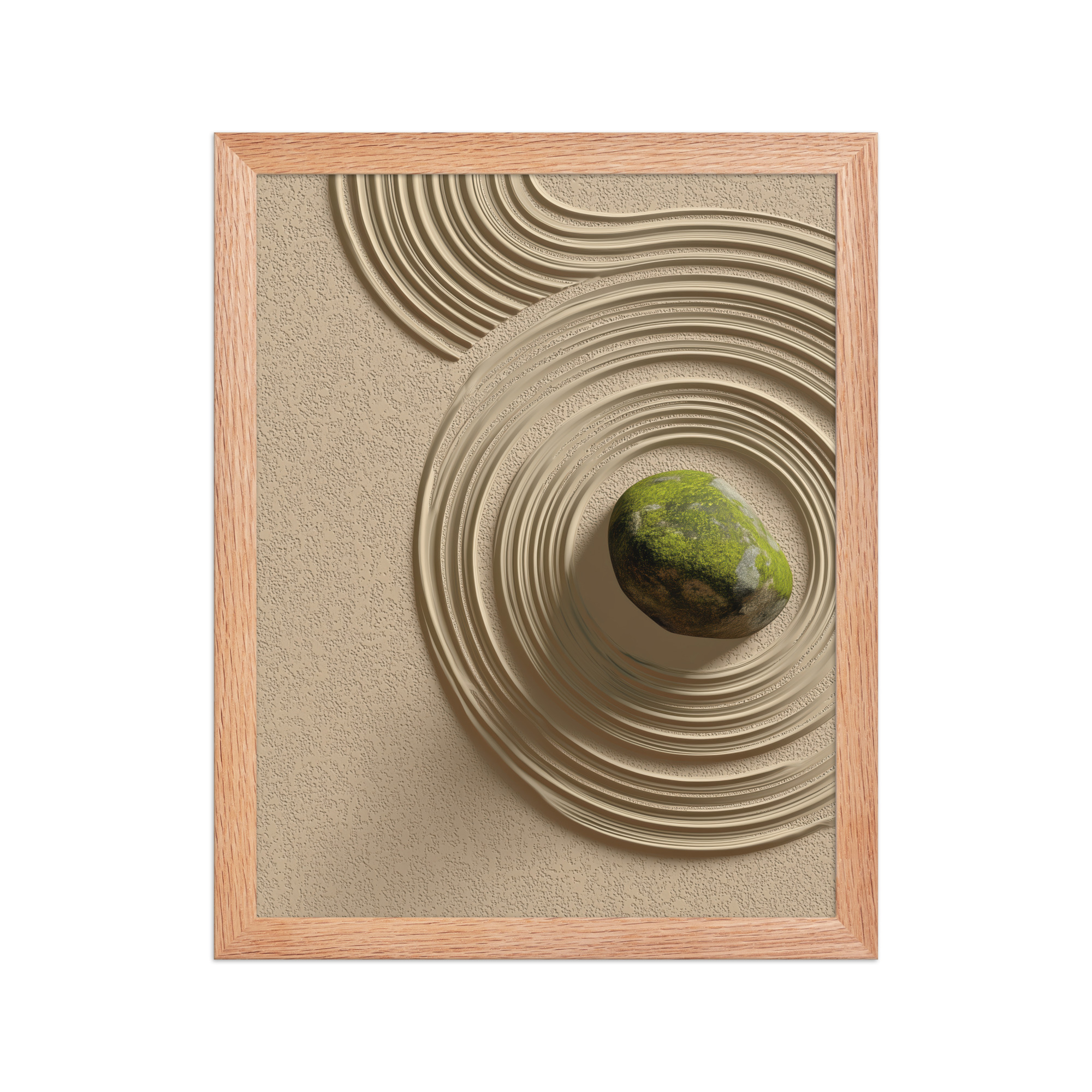 Zen Garden Harmony – Moss Stone I Minimal Wall Art – Framed Poster - Image 9