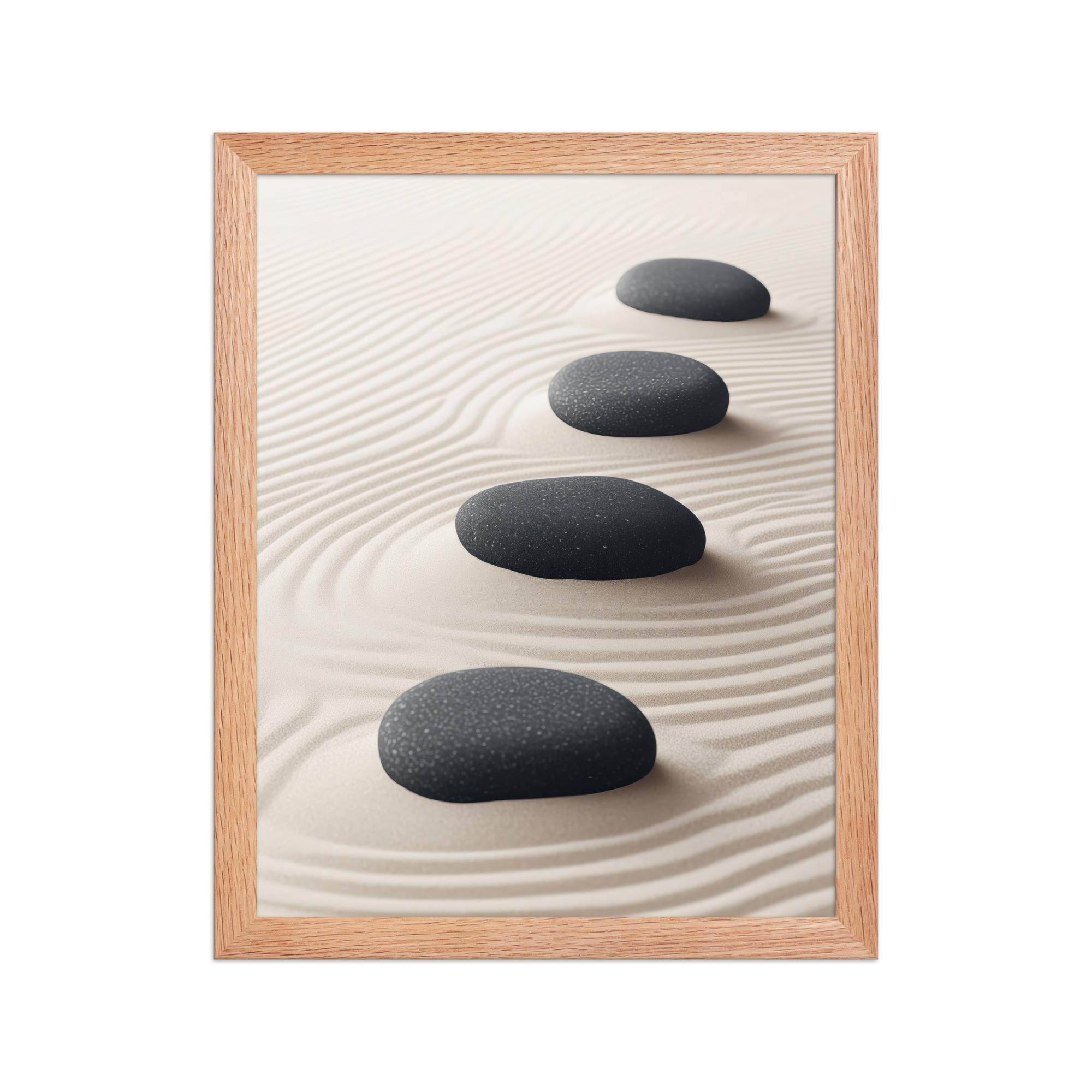 Zen Balance – Charcoal Stones on Sand Minimal Wall Art – Framed Poster - Image 10