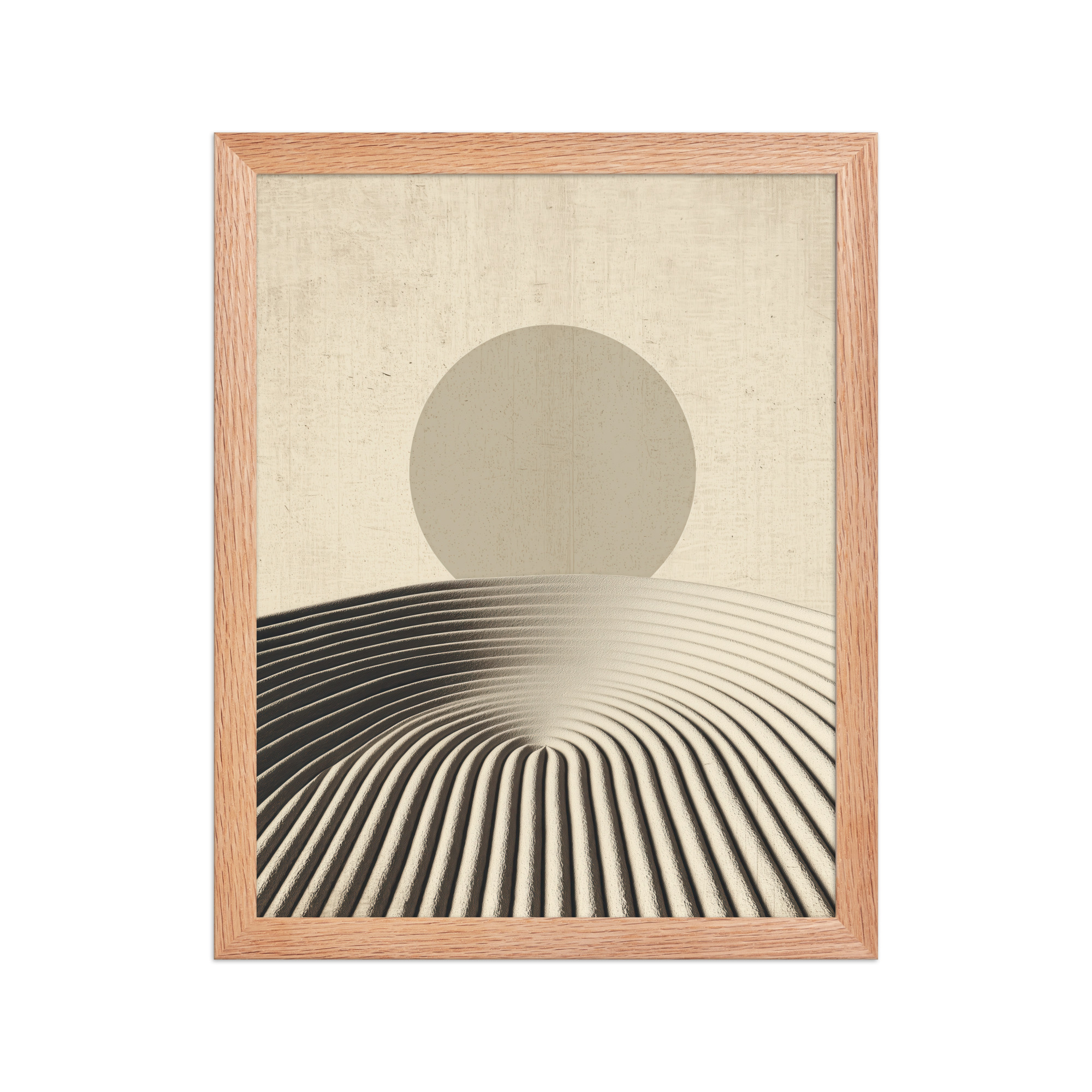 Zen Dune Sun – Raked Sand Dunes with Minimal Sun Wall Art – Framed Poster - Image 10