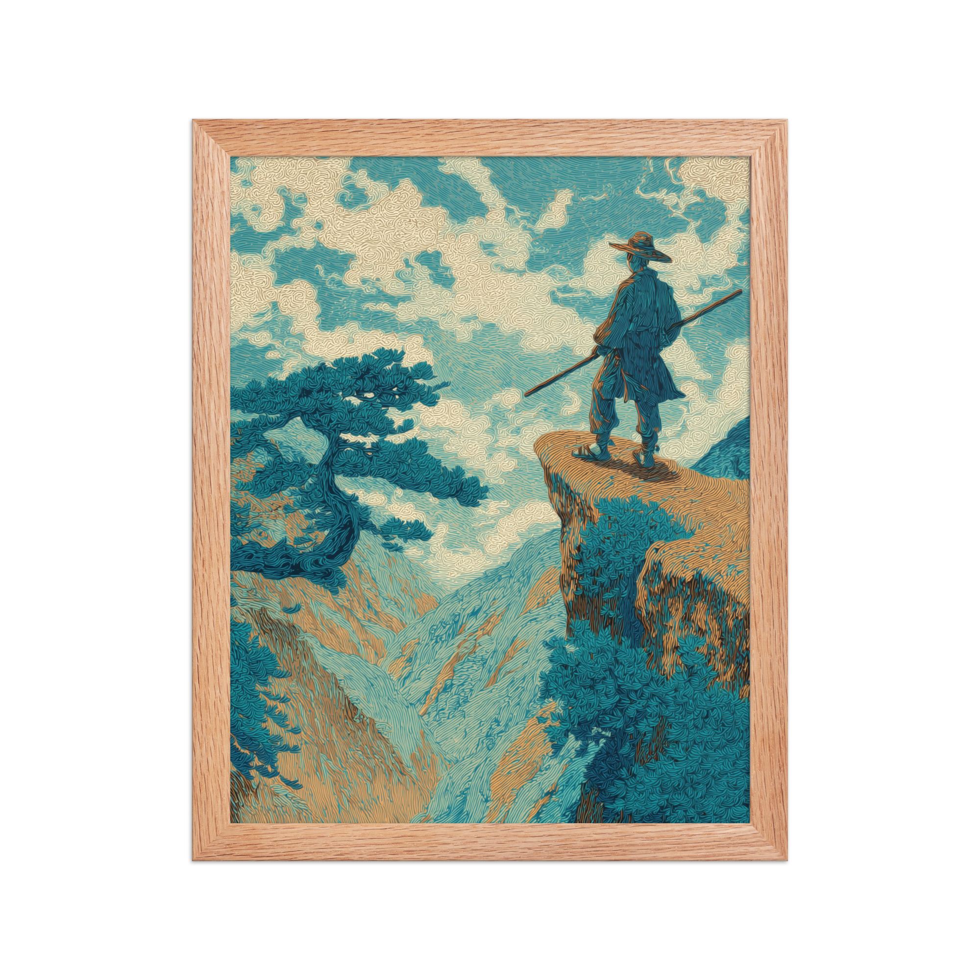 Cliff Wanderer I Hokusai – Vintage Ukiyo-e Cliff Landscape Wall Art – Framed Poster - Image 7