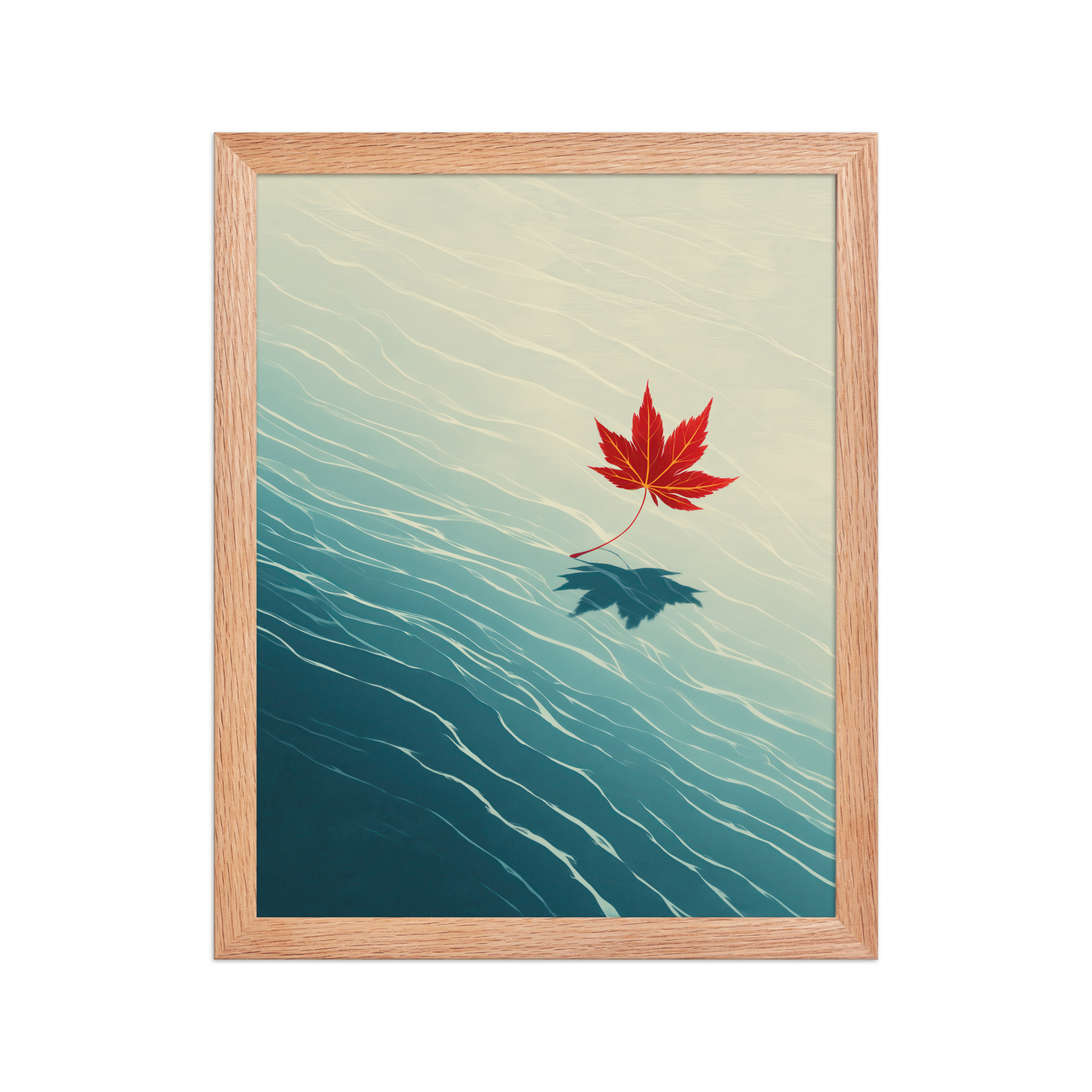 Floating Maple I – Red Leaf on Water Ukiyo-e Wall Art – Framed Poster - Image 10