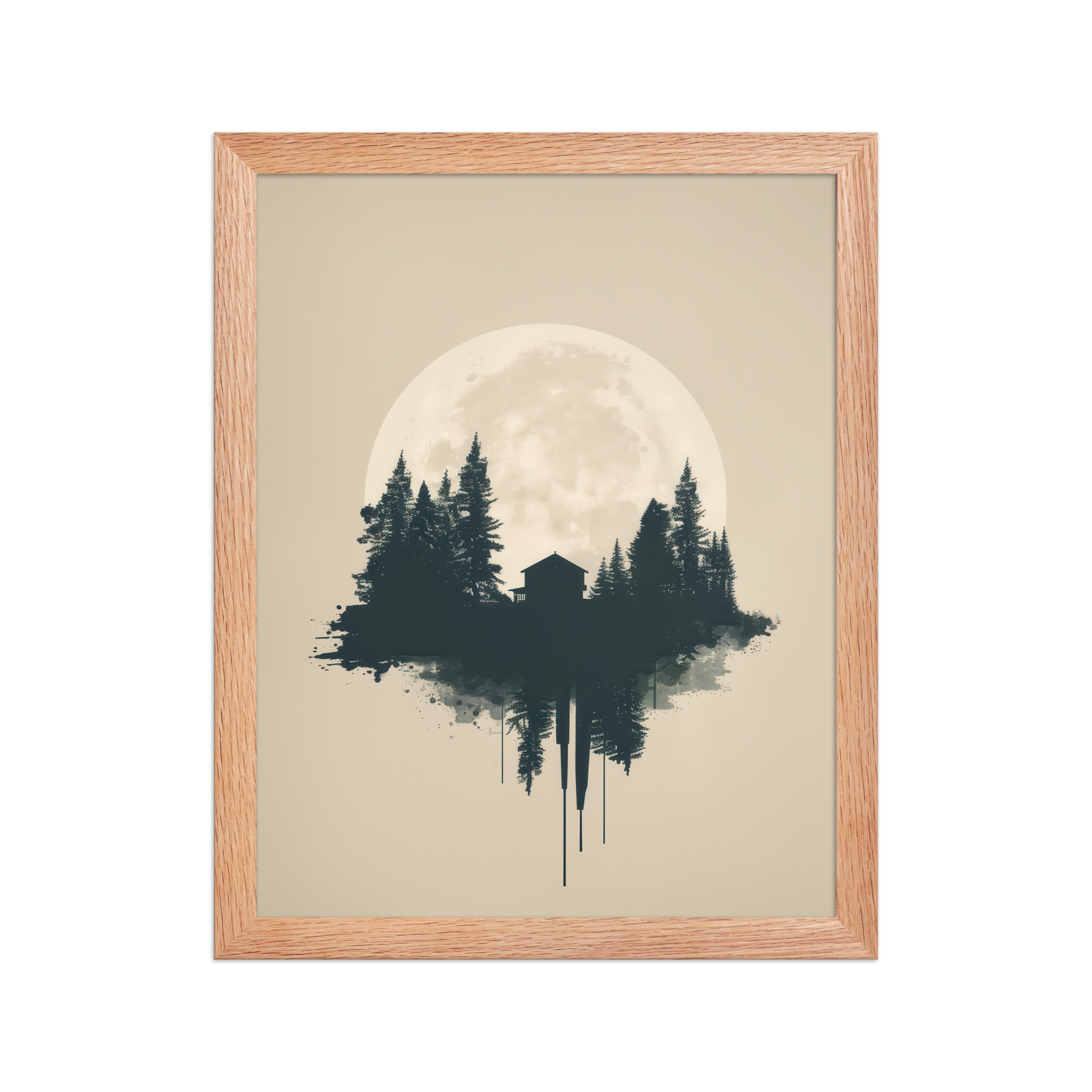Full Moon Shelter — Minimalistic Forest House Wall Decor — Framed Poster - Image 7