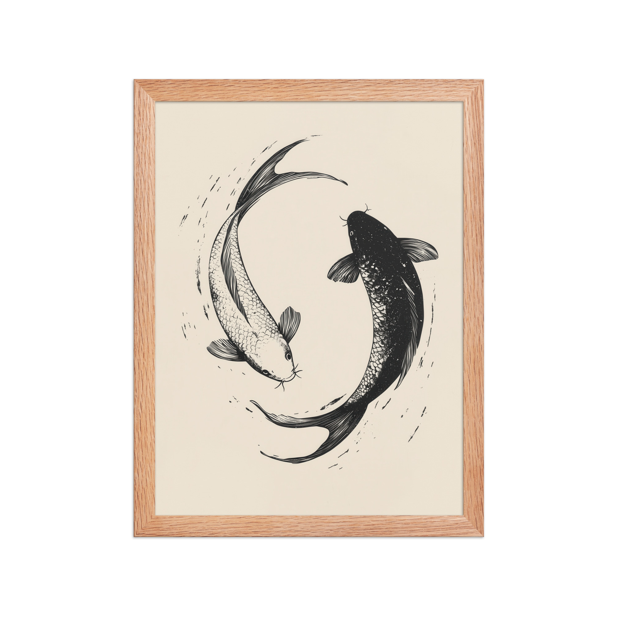 Yin and Yang Koi Flow — Minimal Ink Koi Art — Framed Poster - Image 10