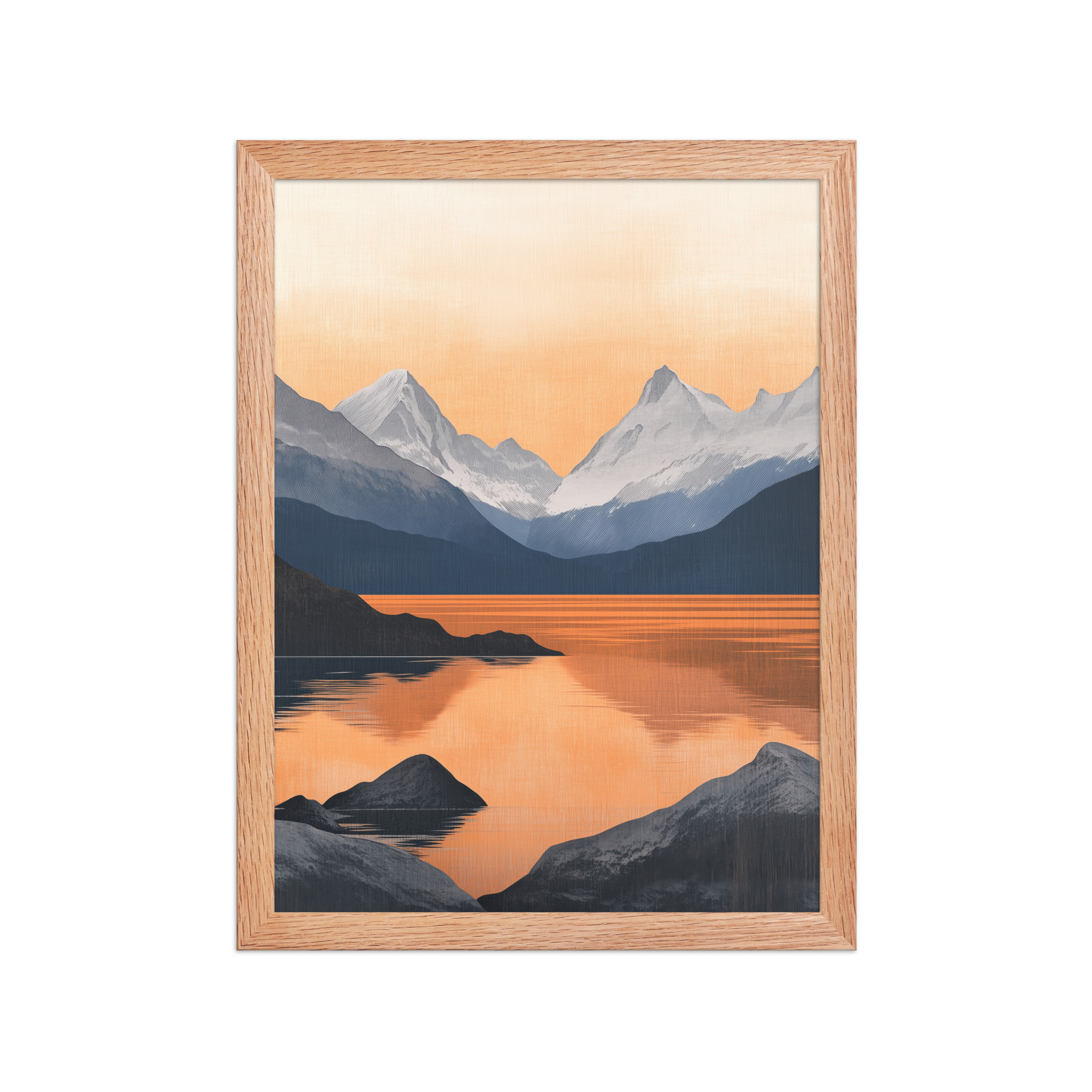 Nordic Sunset Reflections — Serene Mountain Lake Panorama Landscape Wall Art — Framed Poster - Image 9