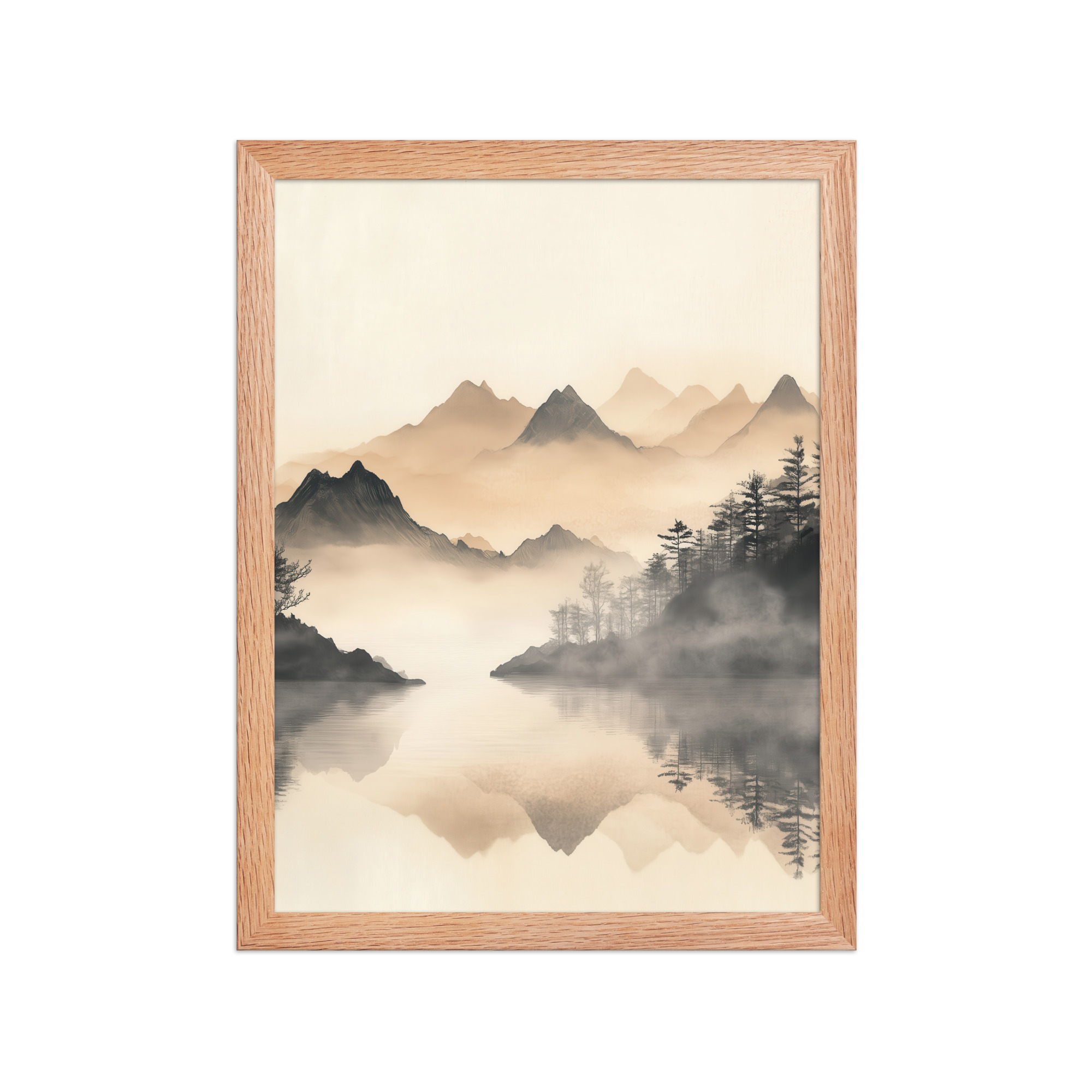Misty Mountain Reflection — Japandi Lake Landscape Wall Decor — Framed Poster - Image 9