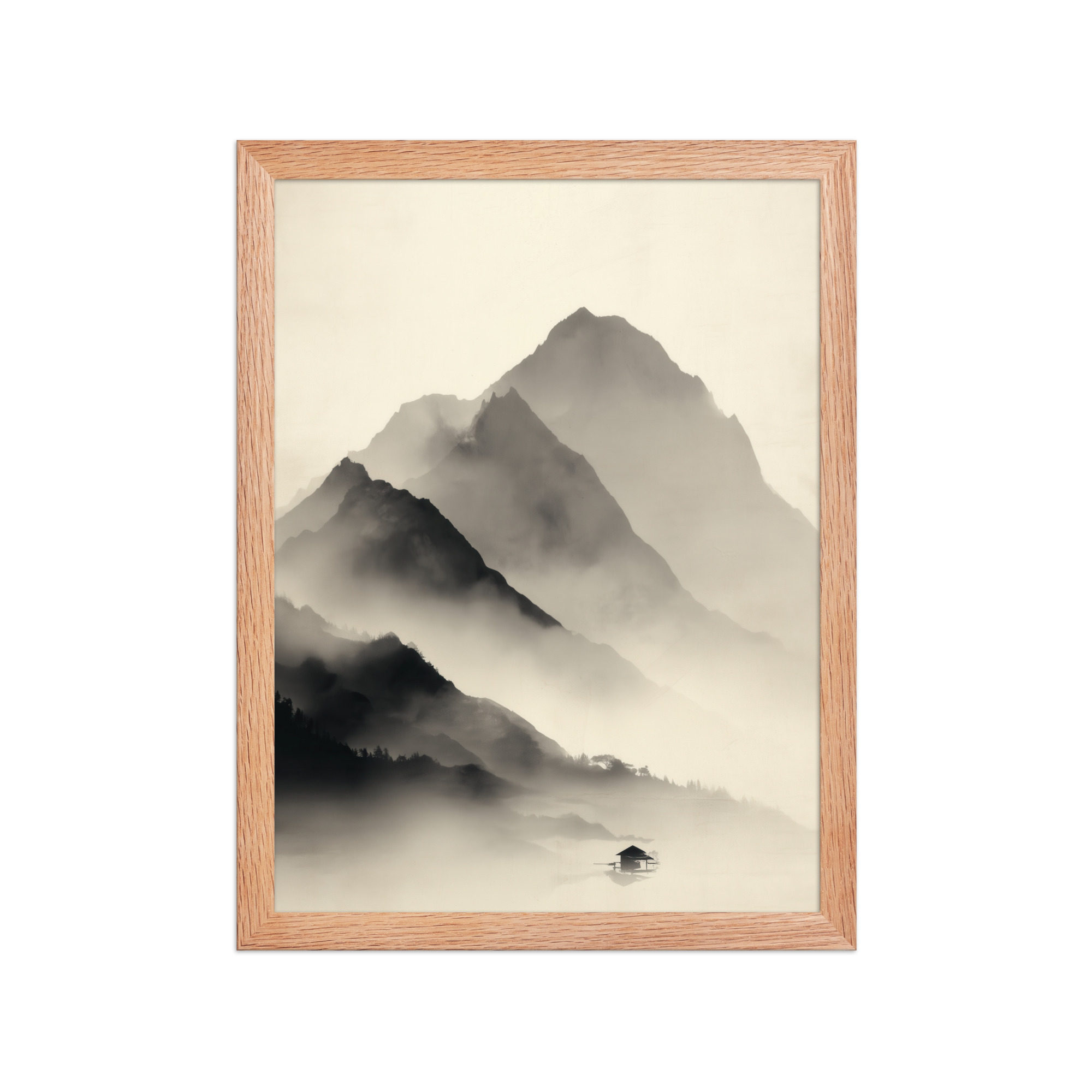 Misty Mountain Layers — Neutral Japandi Landscape Wall Art — Framed Poster - Image 9