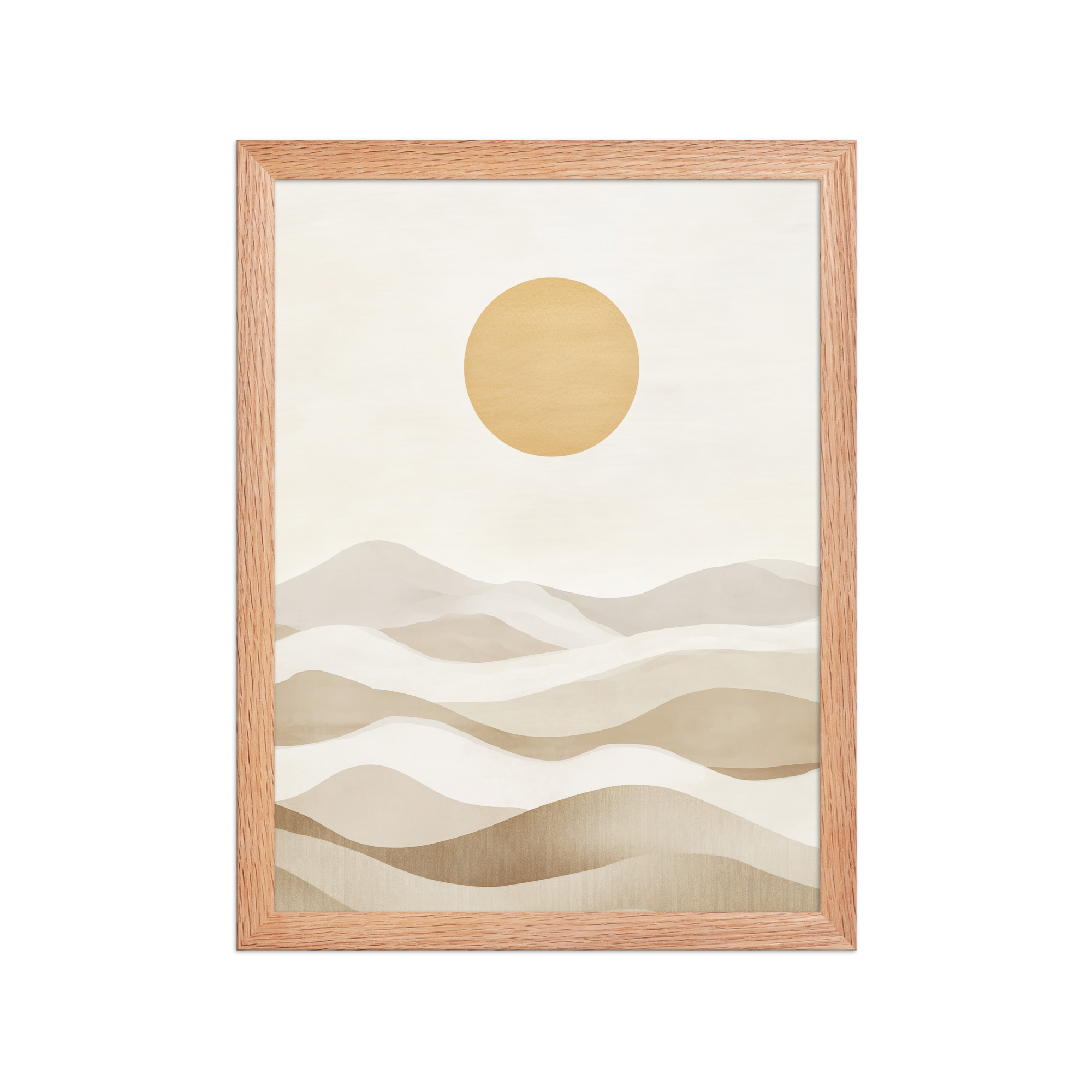 Minimal Dunes and Golden Sun — Japandi Desert Landscape Wall Decor — Framed Poster - Image 9