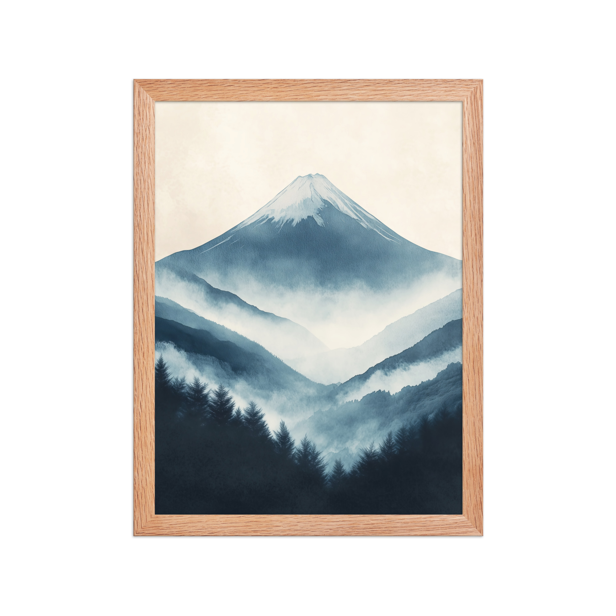 Misty Peaks — Indigo Japandi Mountain Wall Art — Framed Poster - Image 9