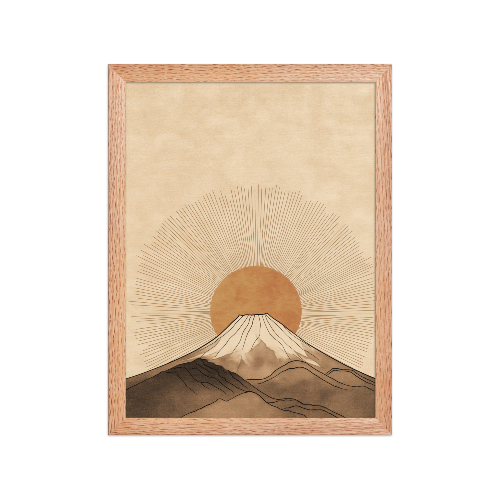 Fuji Radiance — Japandi Sunburst Mountain Wall Art — Framed Poster - Image 8