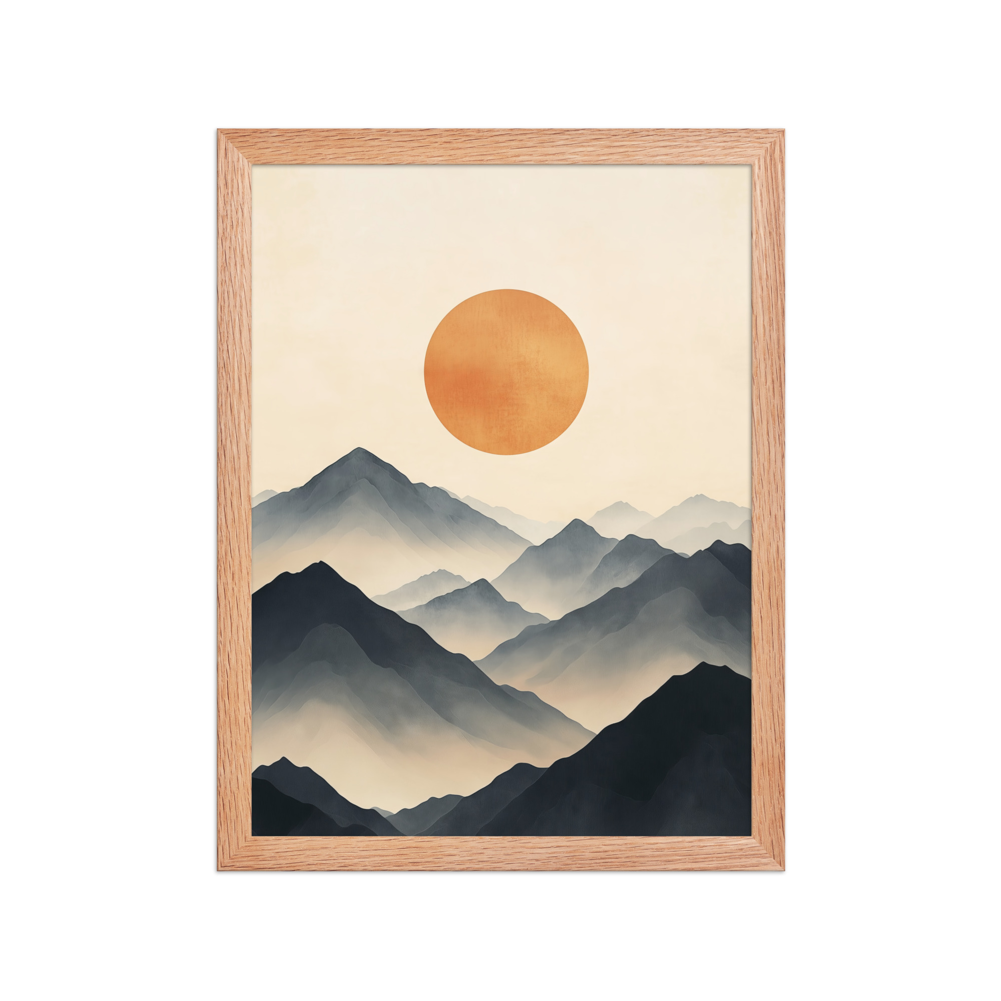 Layered Serenity — Neutral Misty Mountains Wall Decor — Framed Poster - Image 9