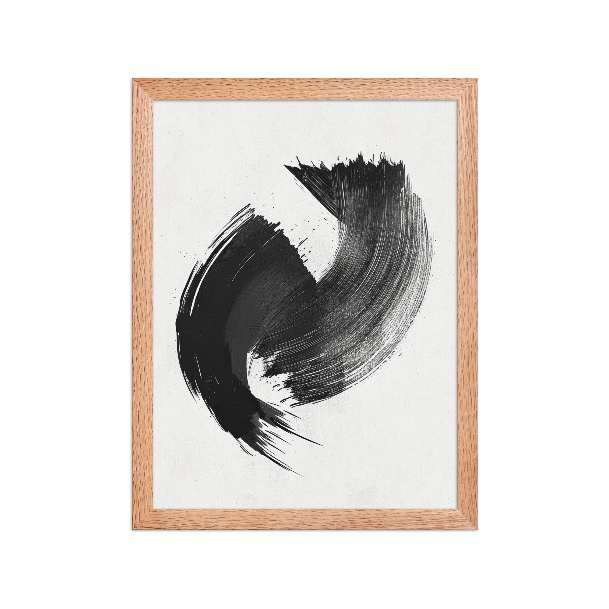Brushstroke Swirl — Zen Sumi-e Ink Abstract Wall Decor — Framed Poster - Image 9