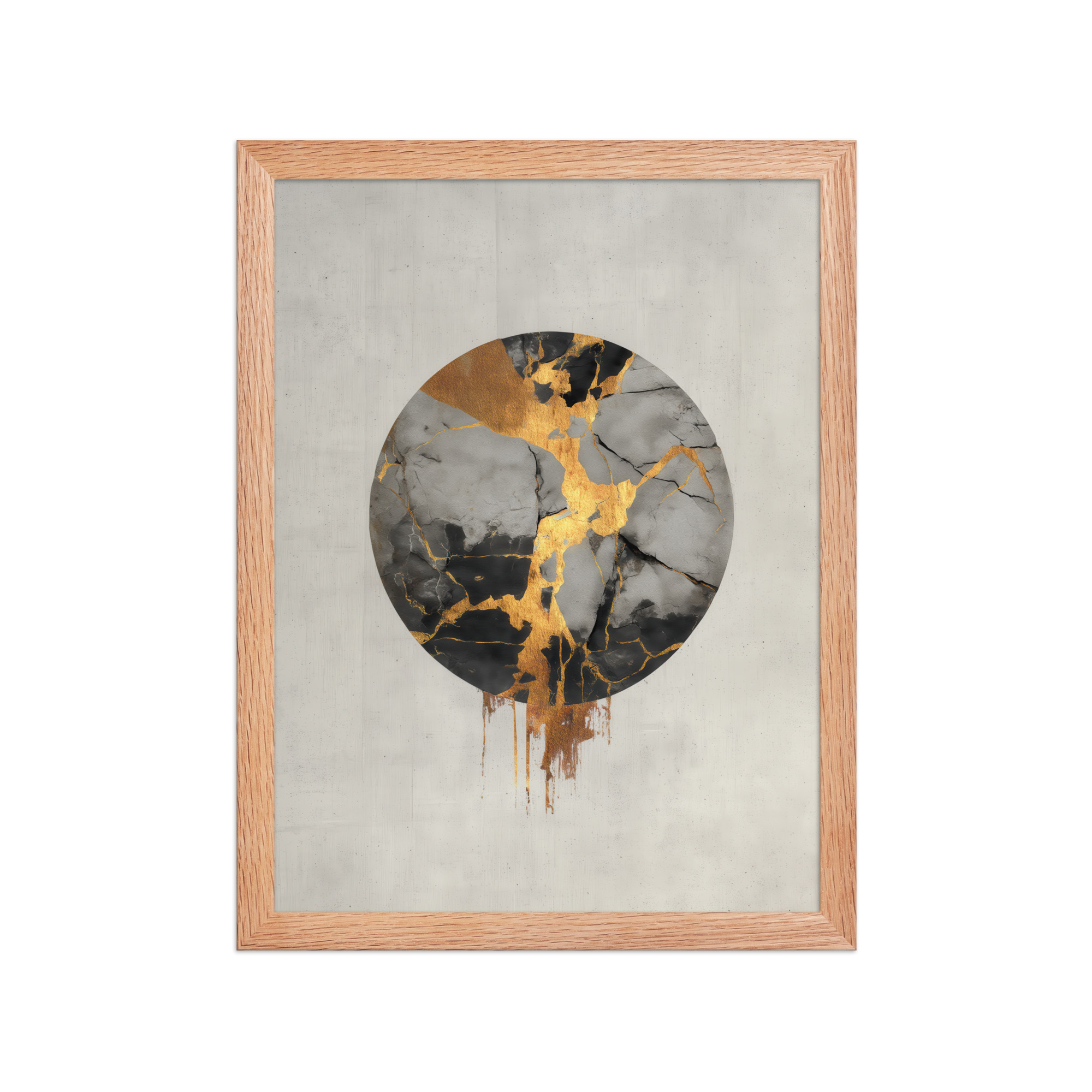 Broken Circle Golden Soul — Kintsugi Marble Circle Art with Gold Veins — Framed Poster - Image 10