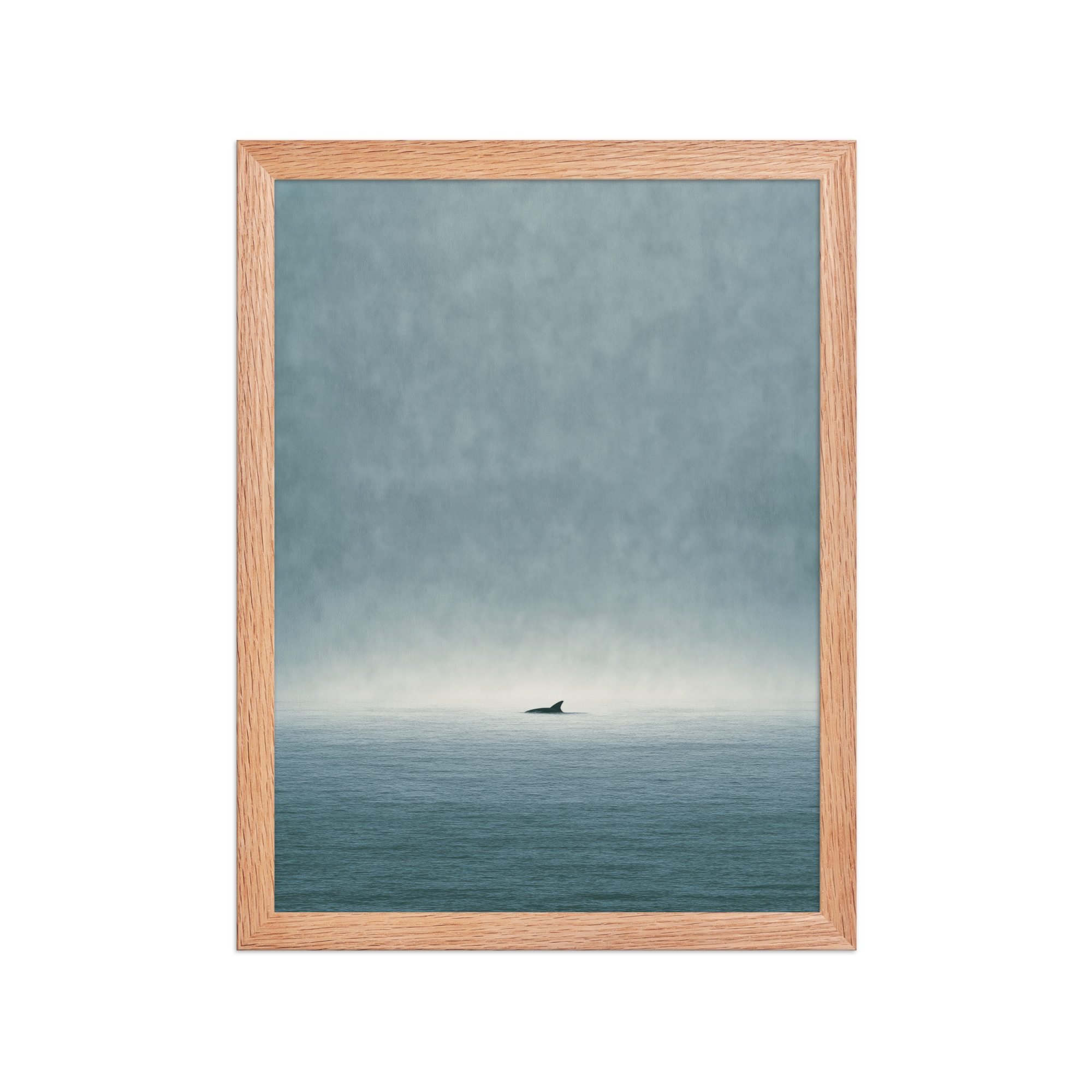 Solitary Horizon – Ocean Whale Minimal Wall Art in Misty Blues — Framed Poster - Image 8