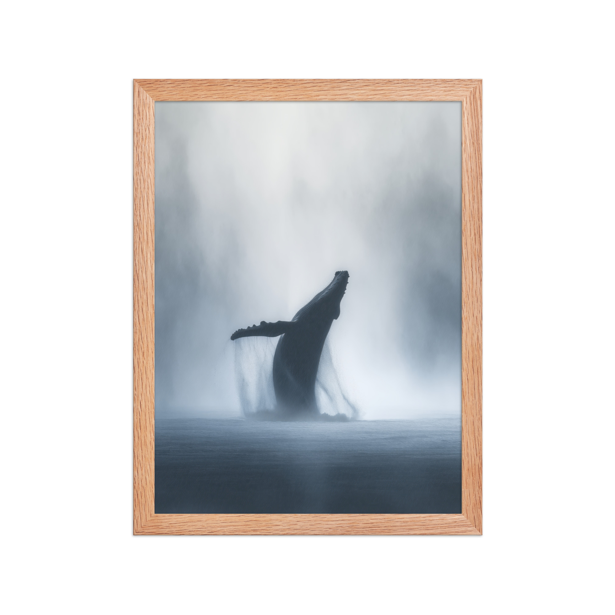 Whale in the Mist — Humpback Breach in Foggy Seascape Wall Decor — Framed Poster - Image 11