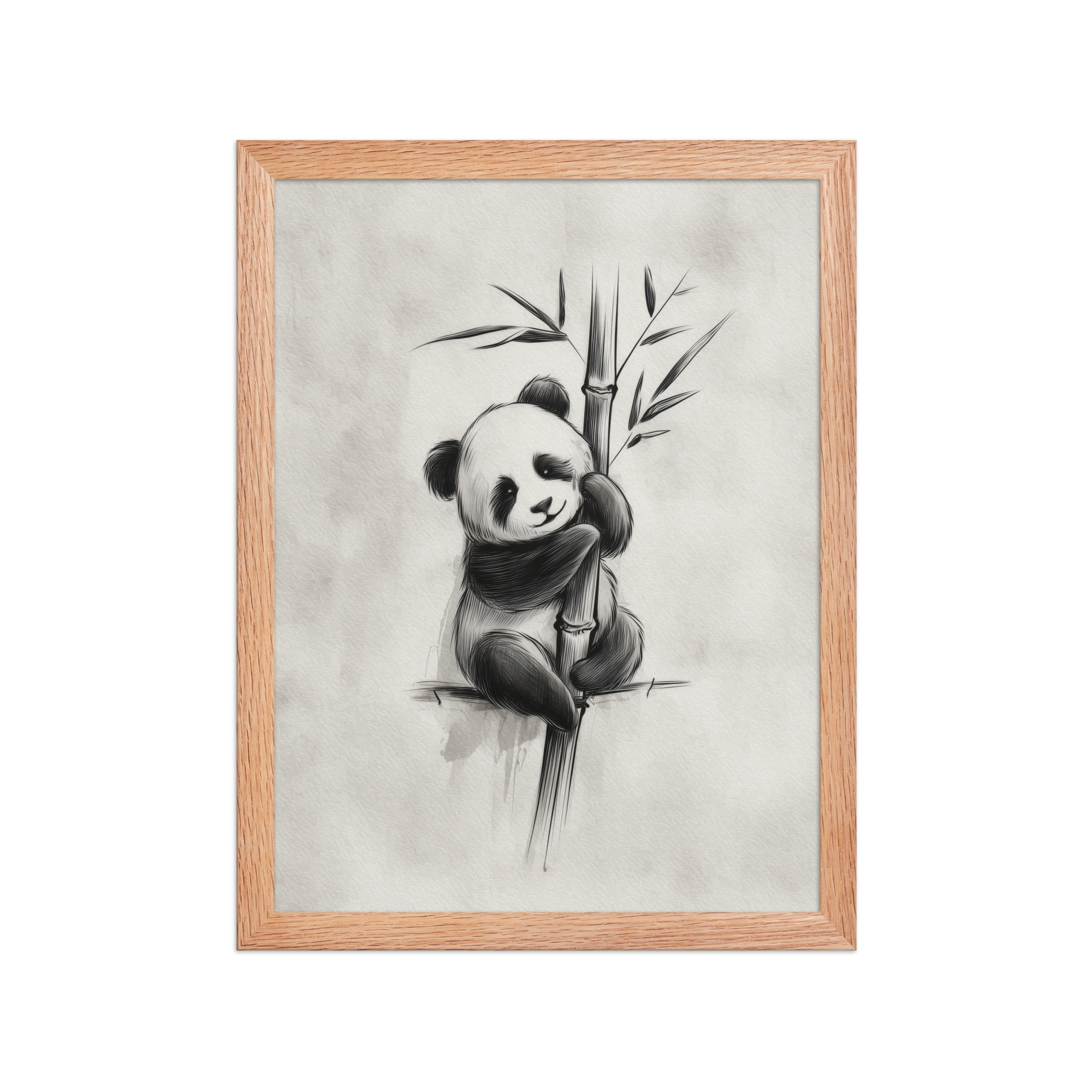 Gentle Hug on Bamboo — Panda Ink Illustration in Black & White Wall Decor — Framed Poster - Image 11