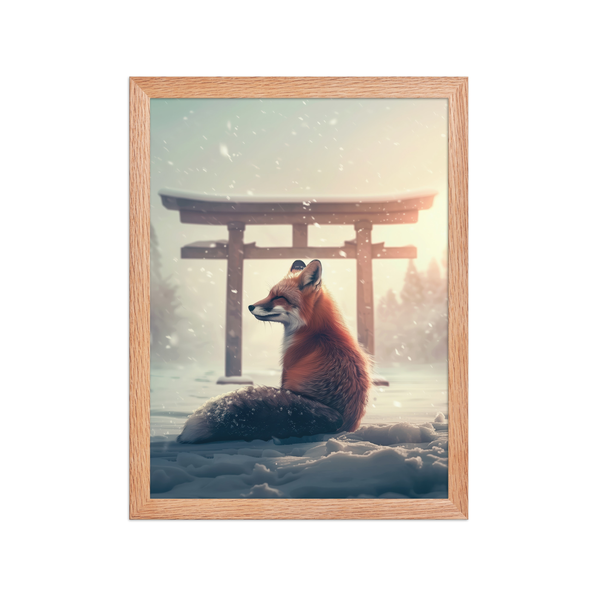 Snow Fox Watch Torii Gate — Cinematic Fox at Sunrise Wall Decor — Framed Poster - Image 8
