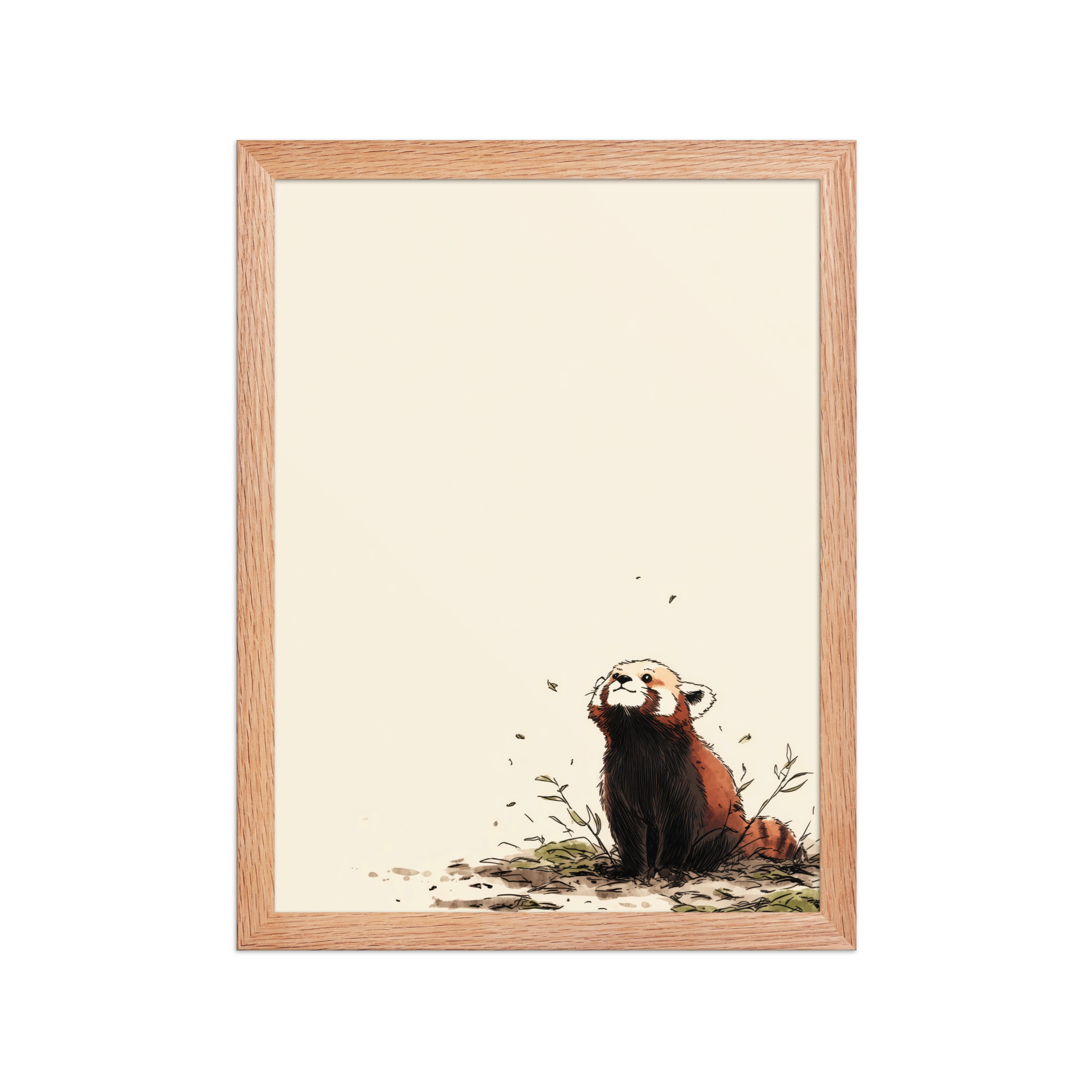Red Panda in the Wind — Minimal Illustrated Animal Wall Art — Framed Poster - Image 9