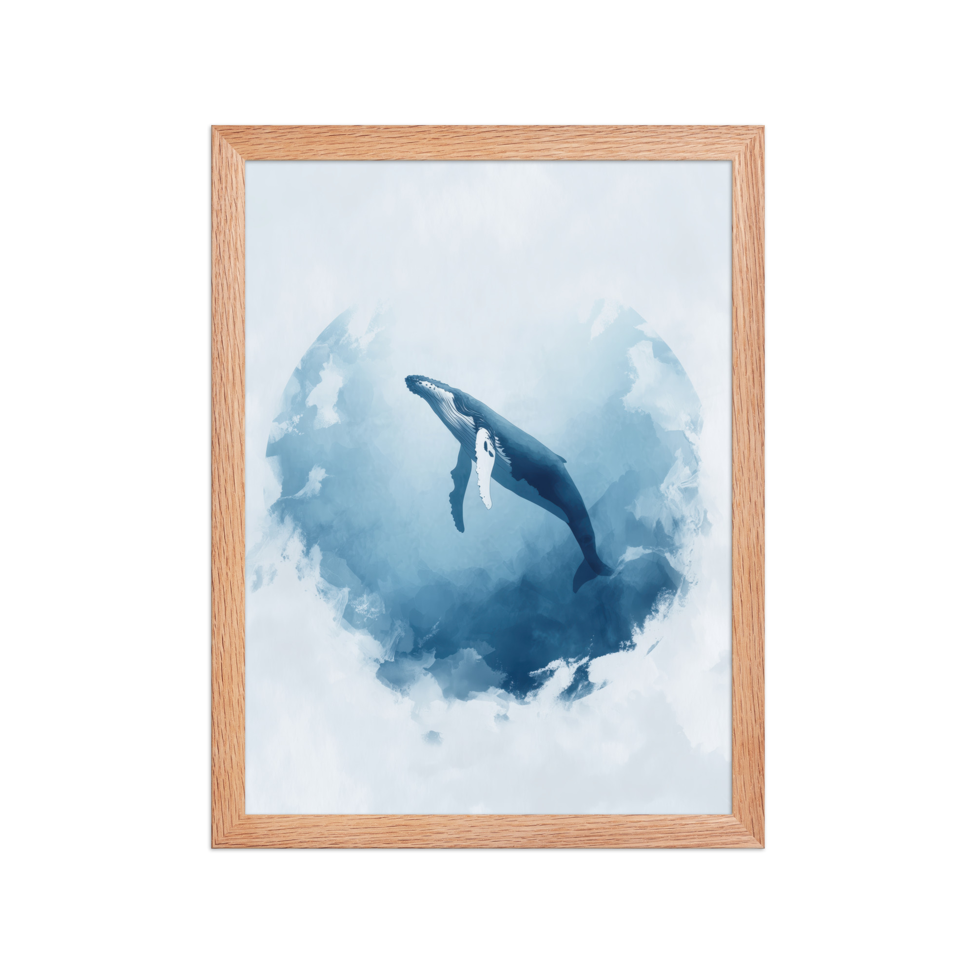 Ocean Heart — Humpback Whale in Dreamy Blue Watercolor Wall Art — Framed Poster - Image 9