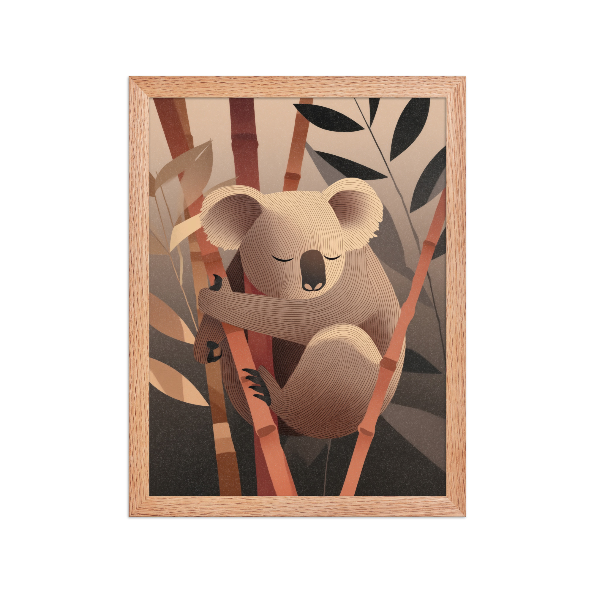 Koala Dreams in Bamboo — Minimal Sleeping Koala in Warm Tones Wall Decor — Framed Poster - Image 11